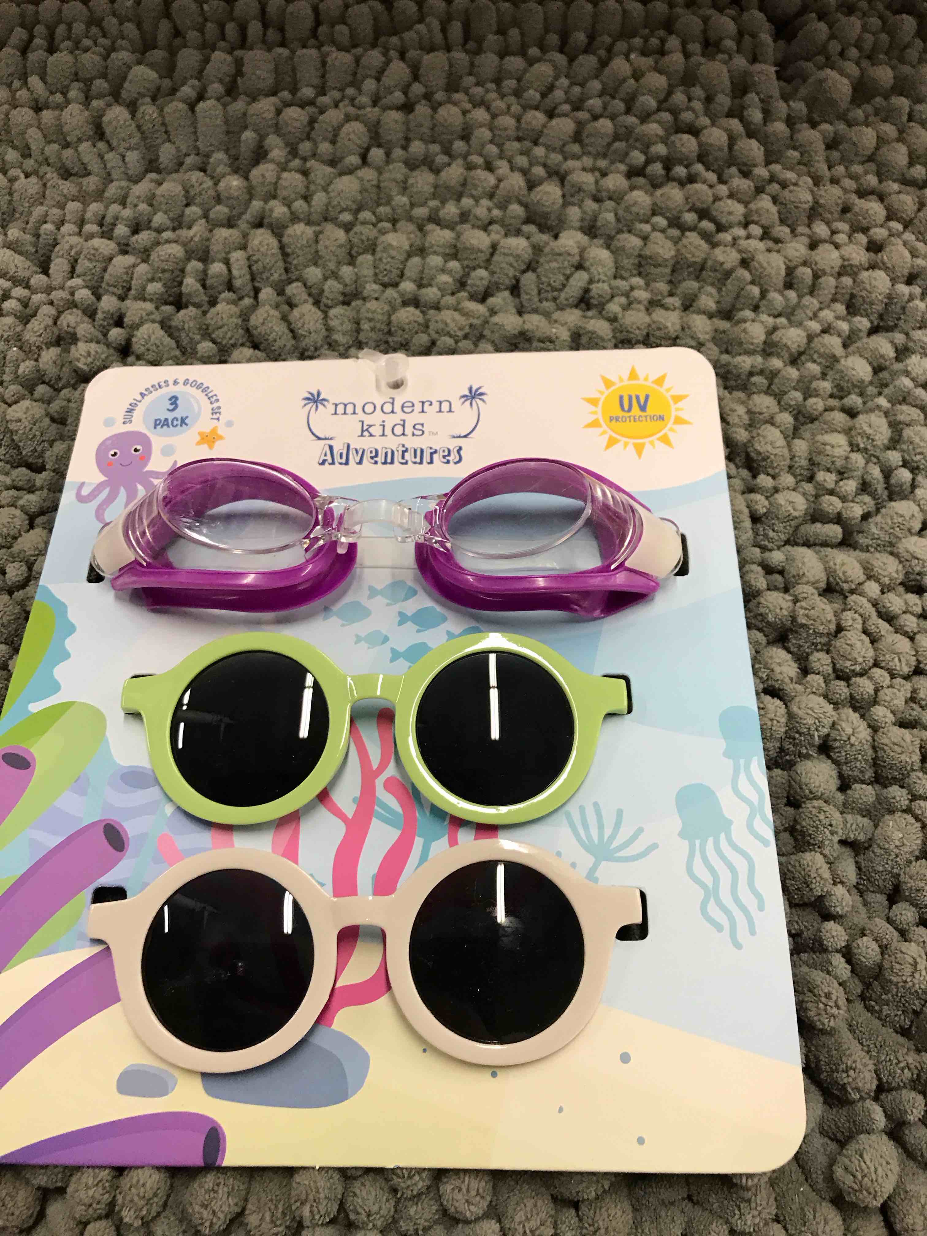 3 pack sunglasses and goggle set