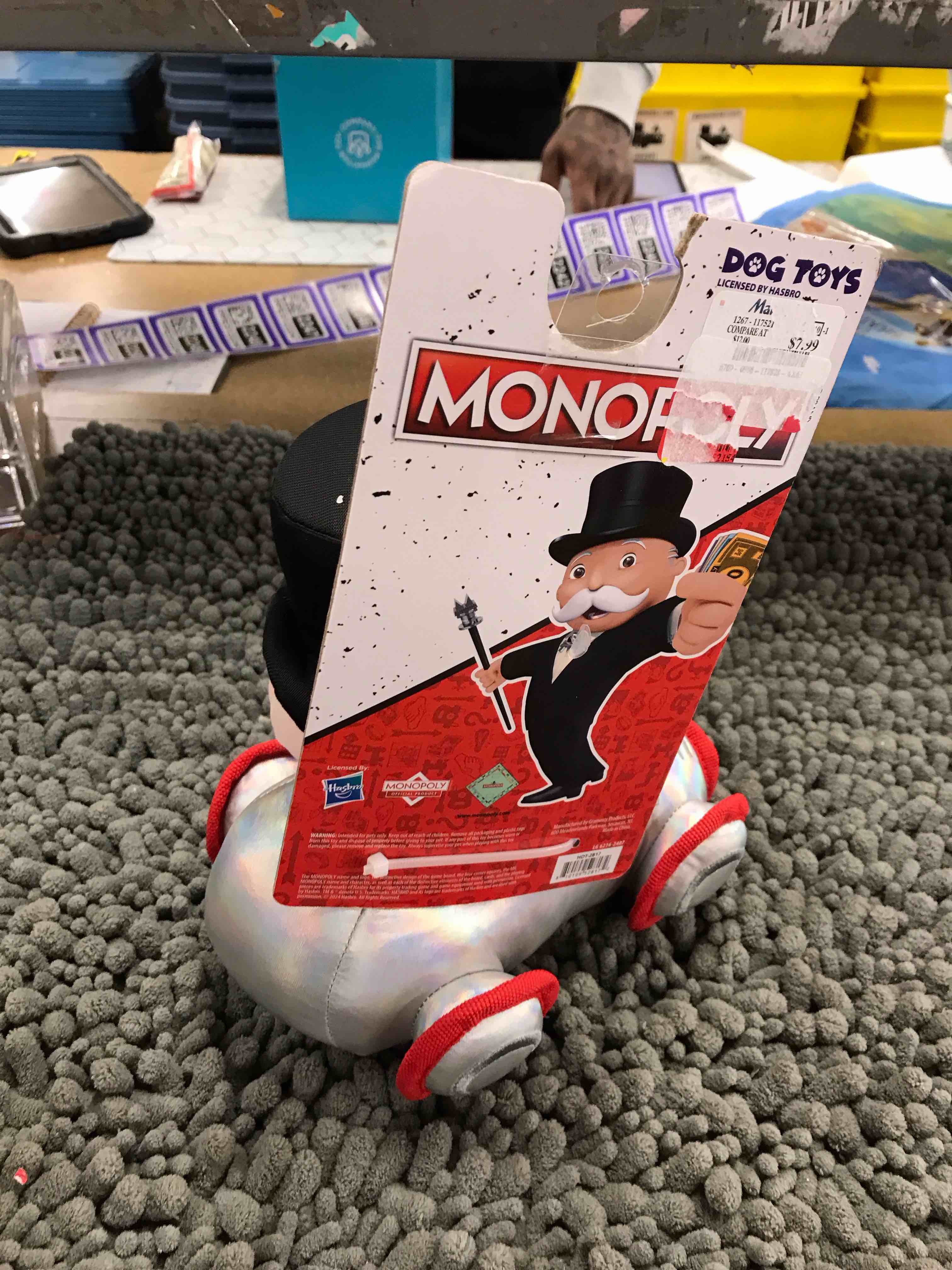 Condition photo showing New/Like New for monopoly squeaky dog toy