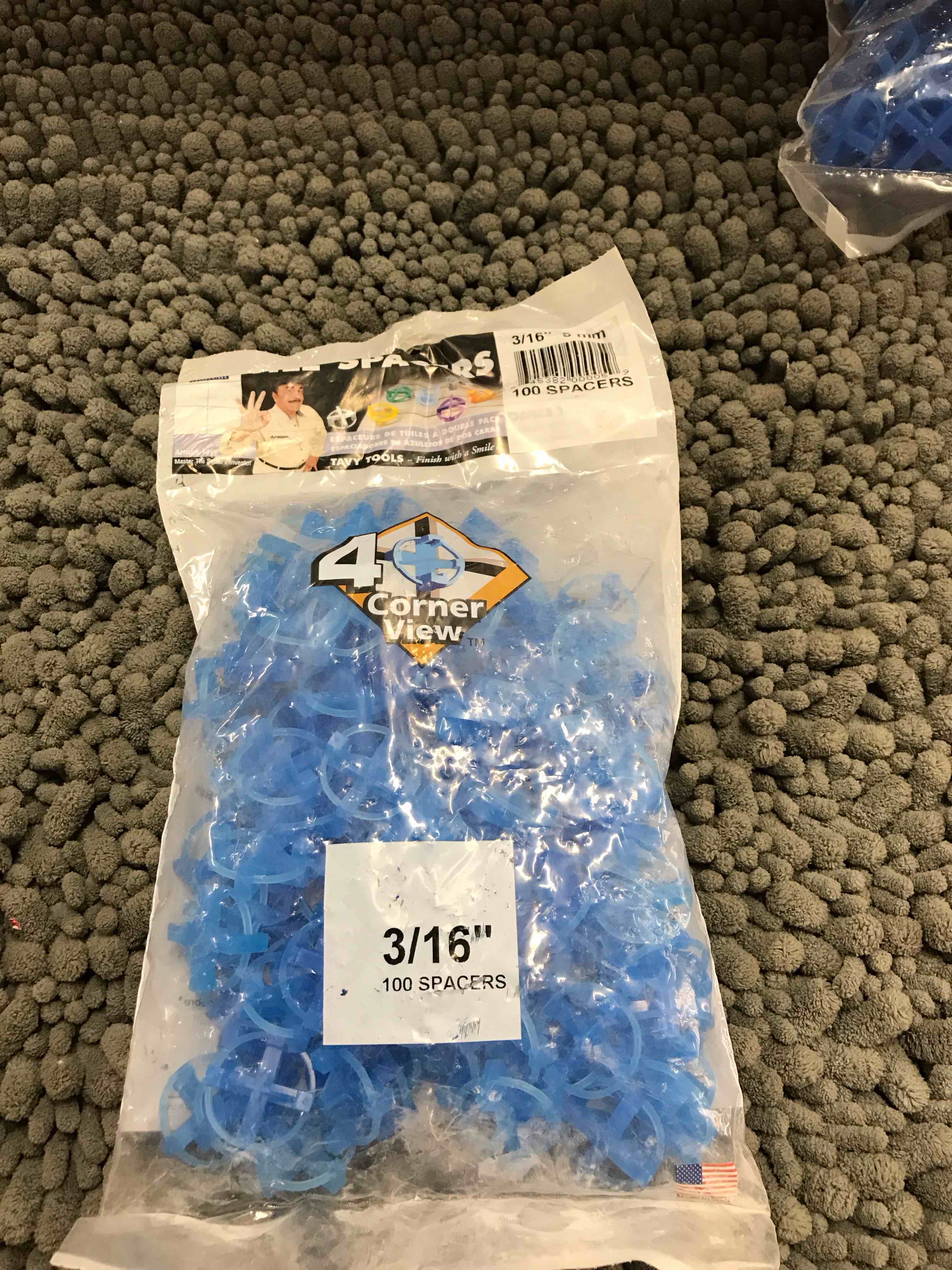 bag of 100 spacers- 3/16”