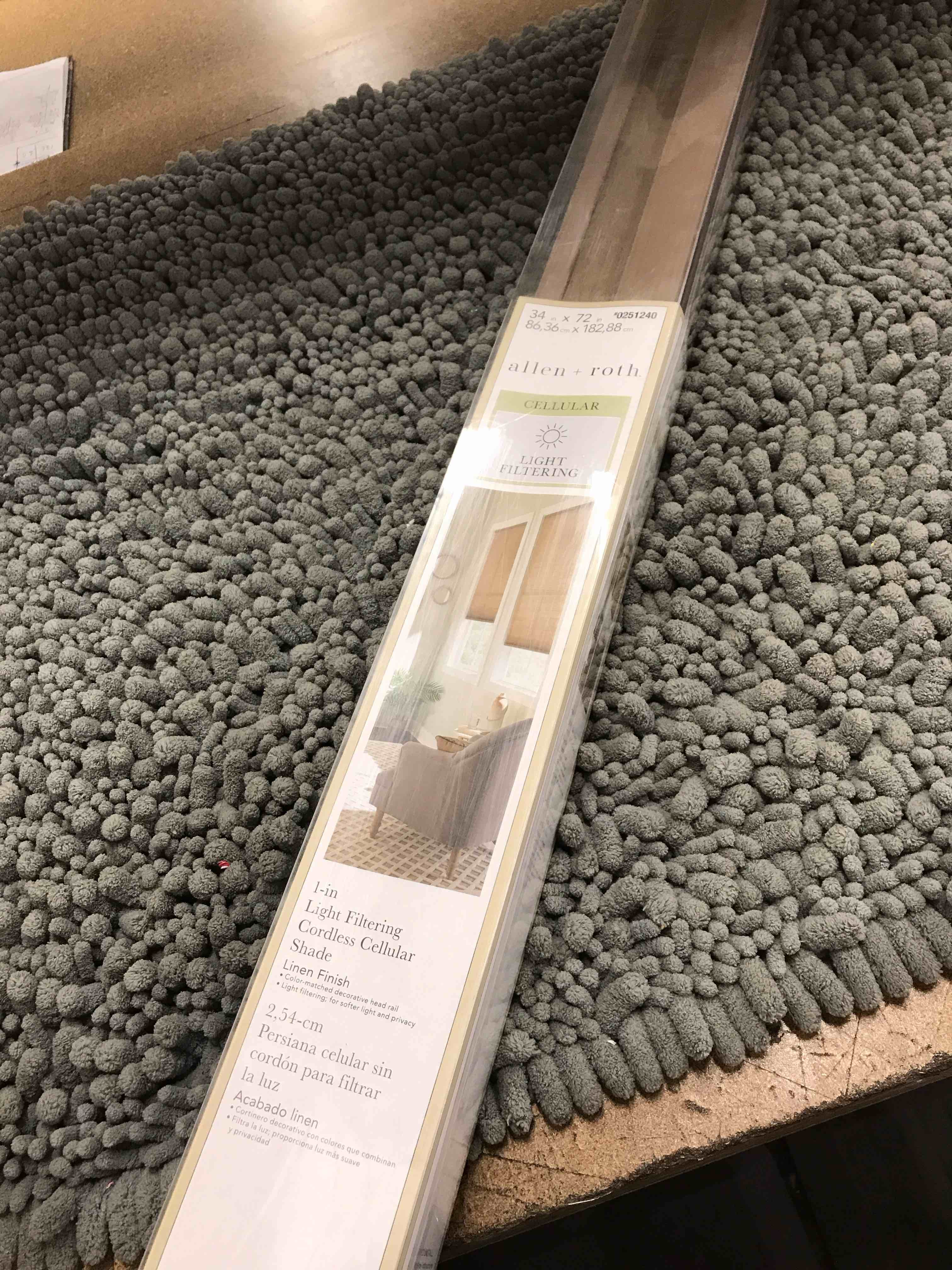 34 in x 72 in cellular light filtering cordless shade