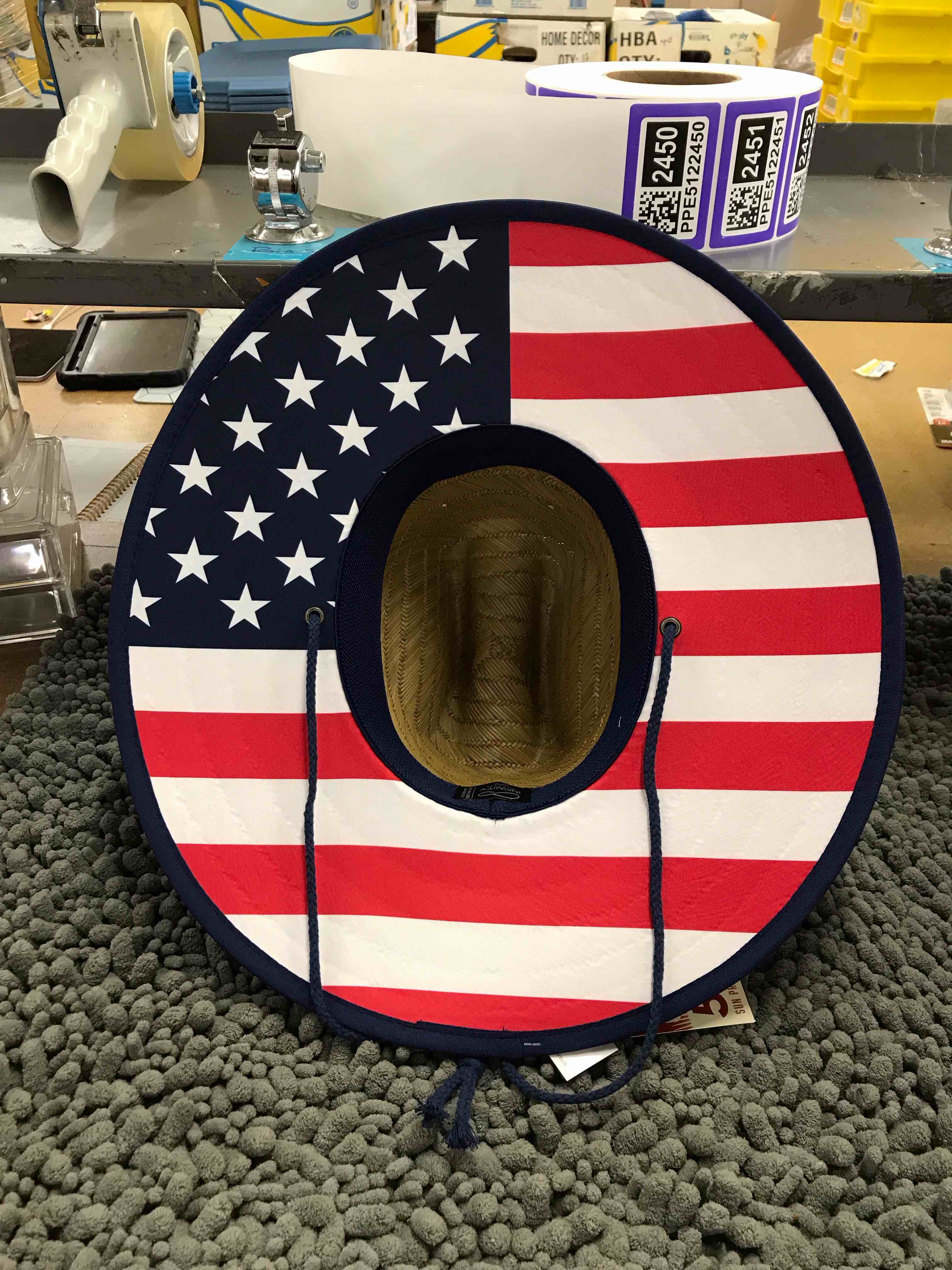 Condition photo showing New/Like New for flag straw hat