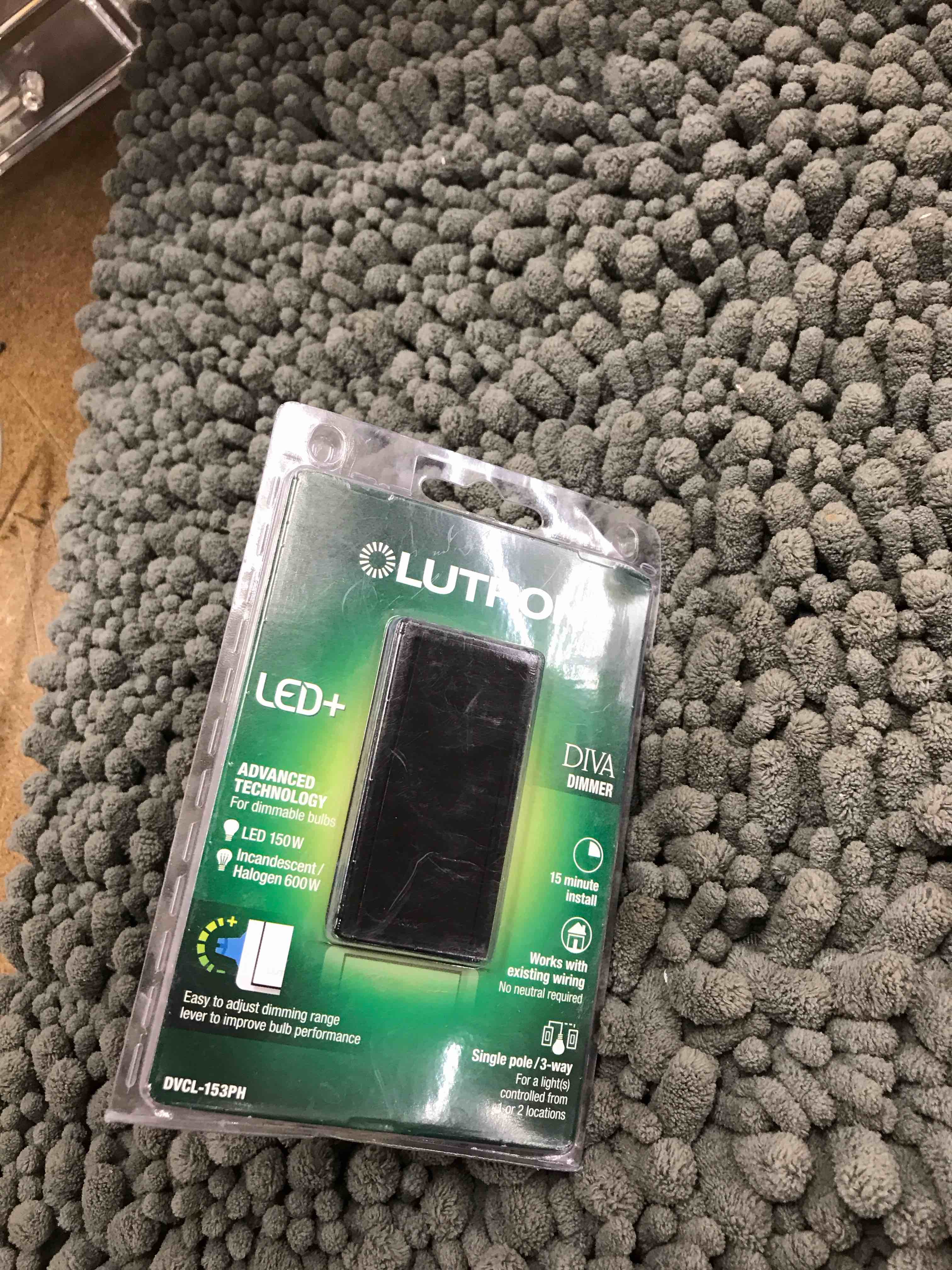 lutron diva led+ dimmer switch for dimmable led, halogen and incandescent bulbs, 150w/single-pole or 3-way, dvcl-153ph-bl, black