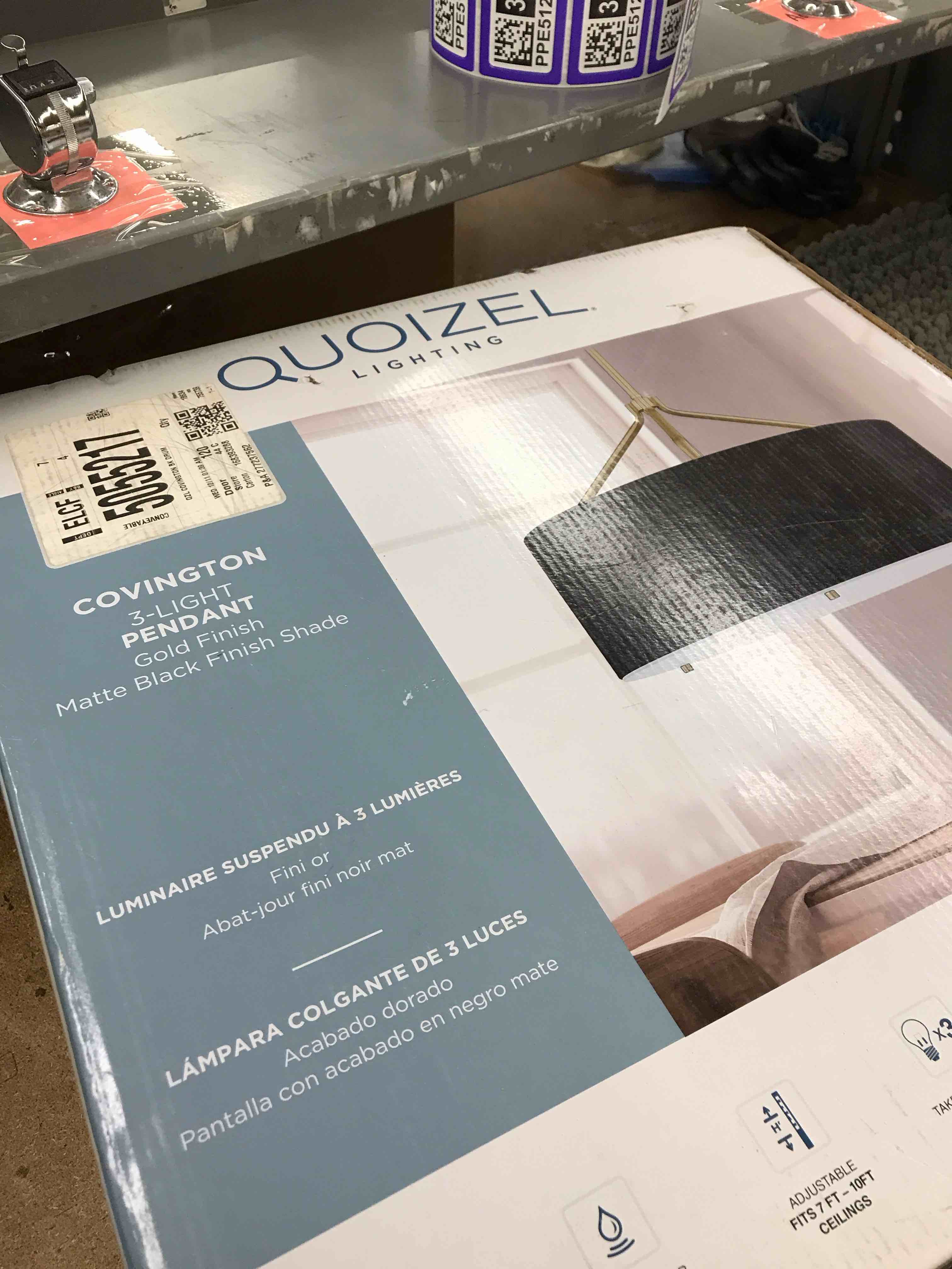 Condition photo showing New/Like New for  quoizel 3 light pendant