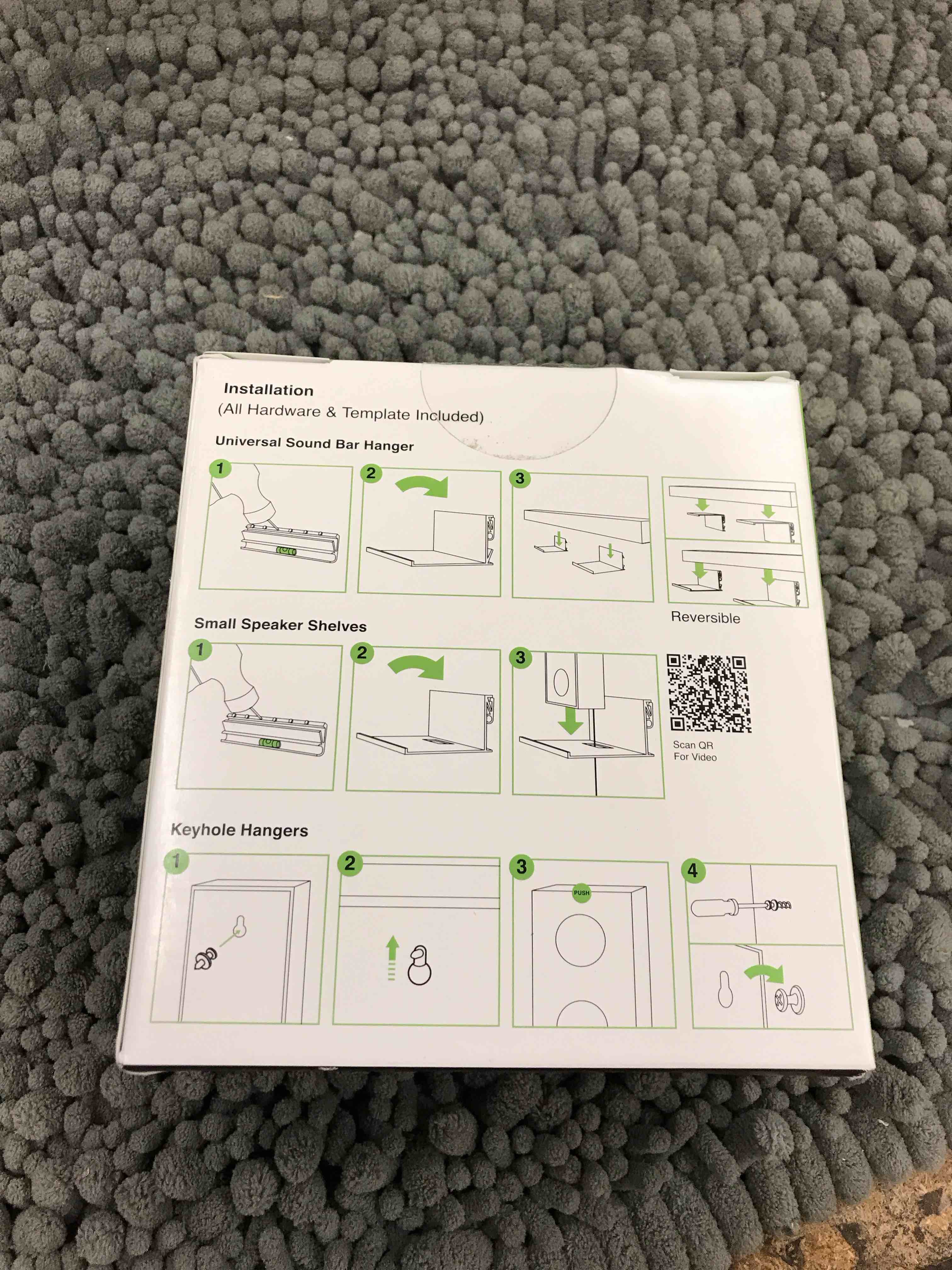 Condition photo showing New/Like New for hangman no stud surround sound mounting kit no drill sound bar hanger drywall speaker shelf ssmk