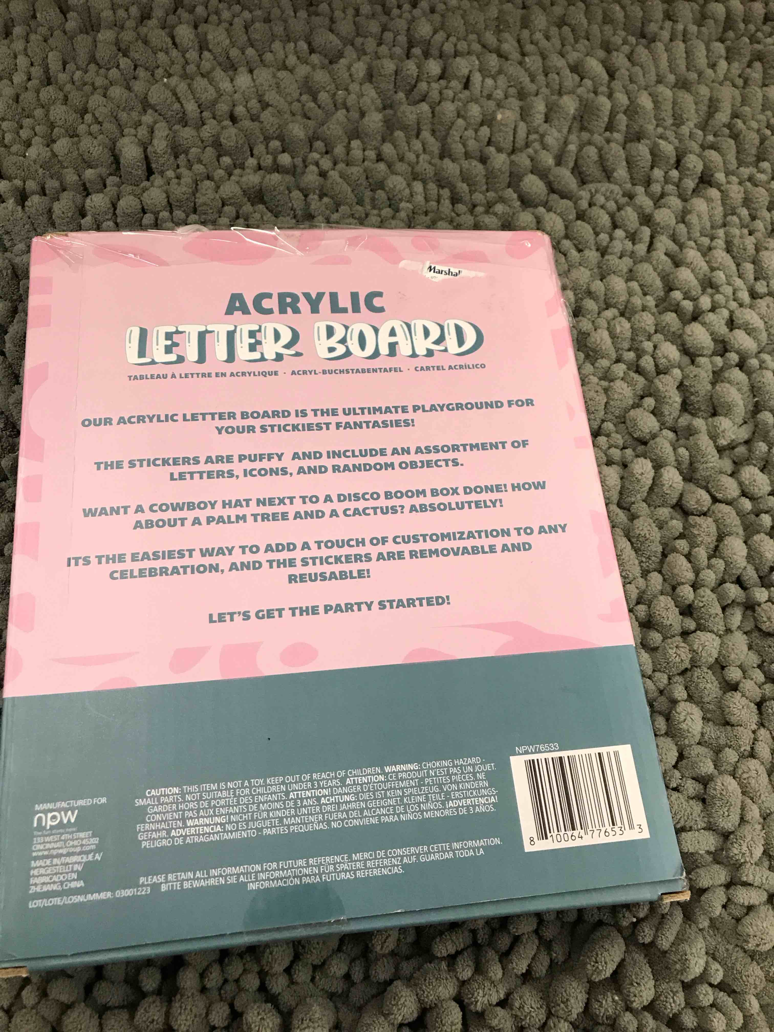 Condition photo showing New/Like New for acrylic letter board