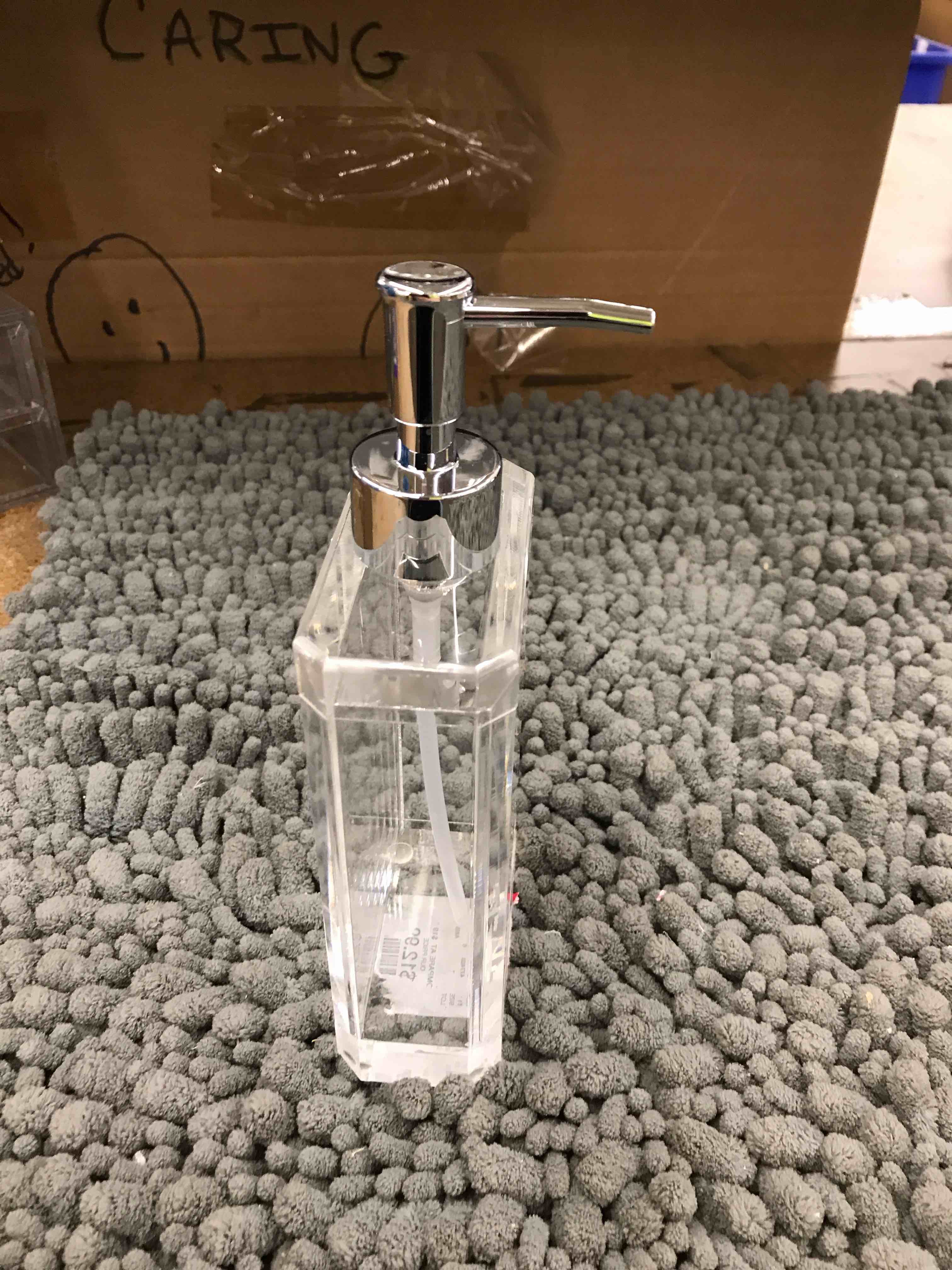 Condition photo showing New/Like New for glass soap dispenser