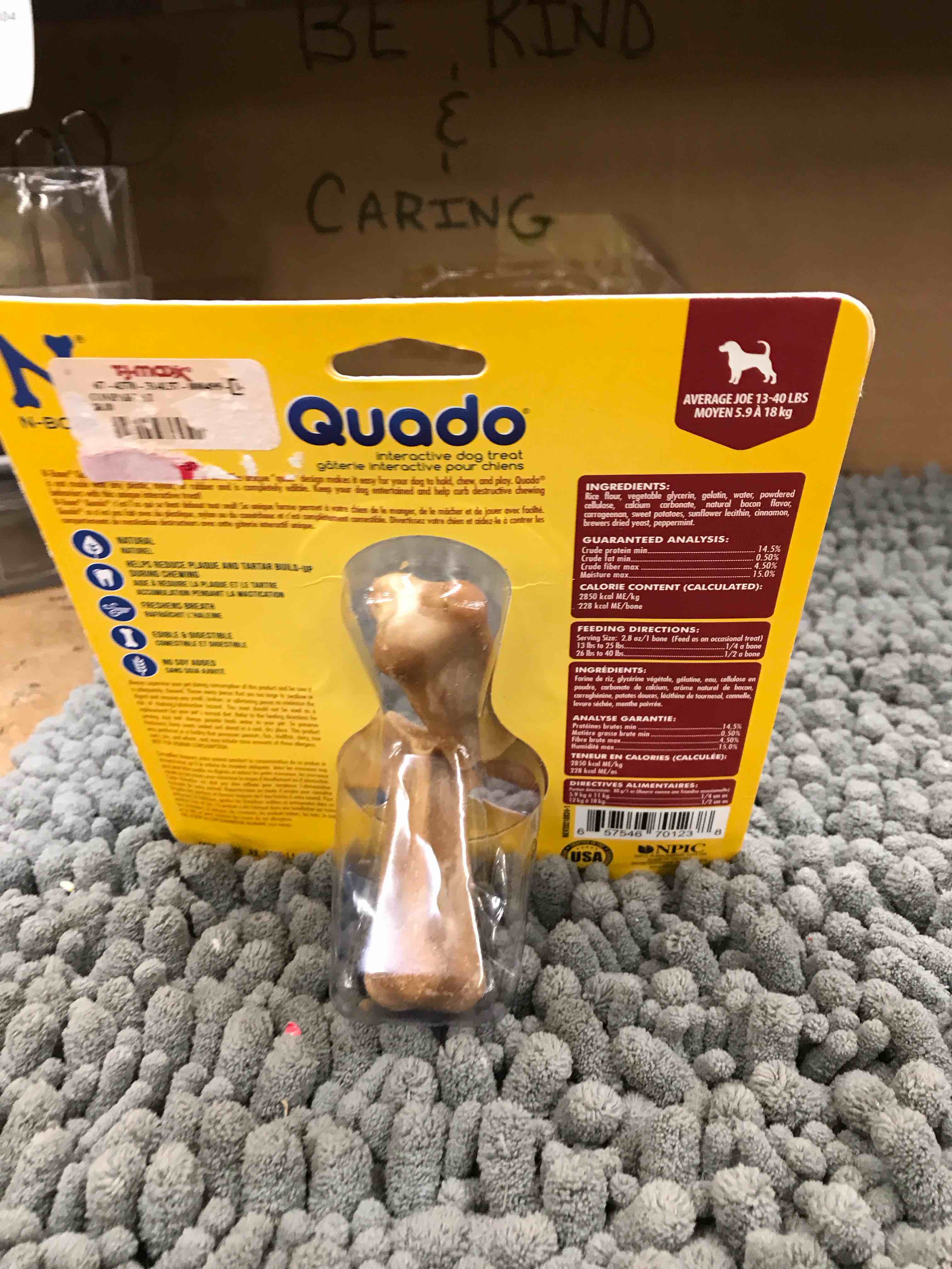Condition photo showing New/Like New for bacon flavored dog treat