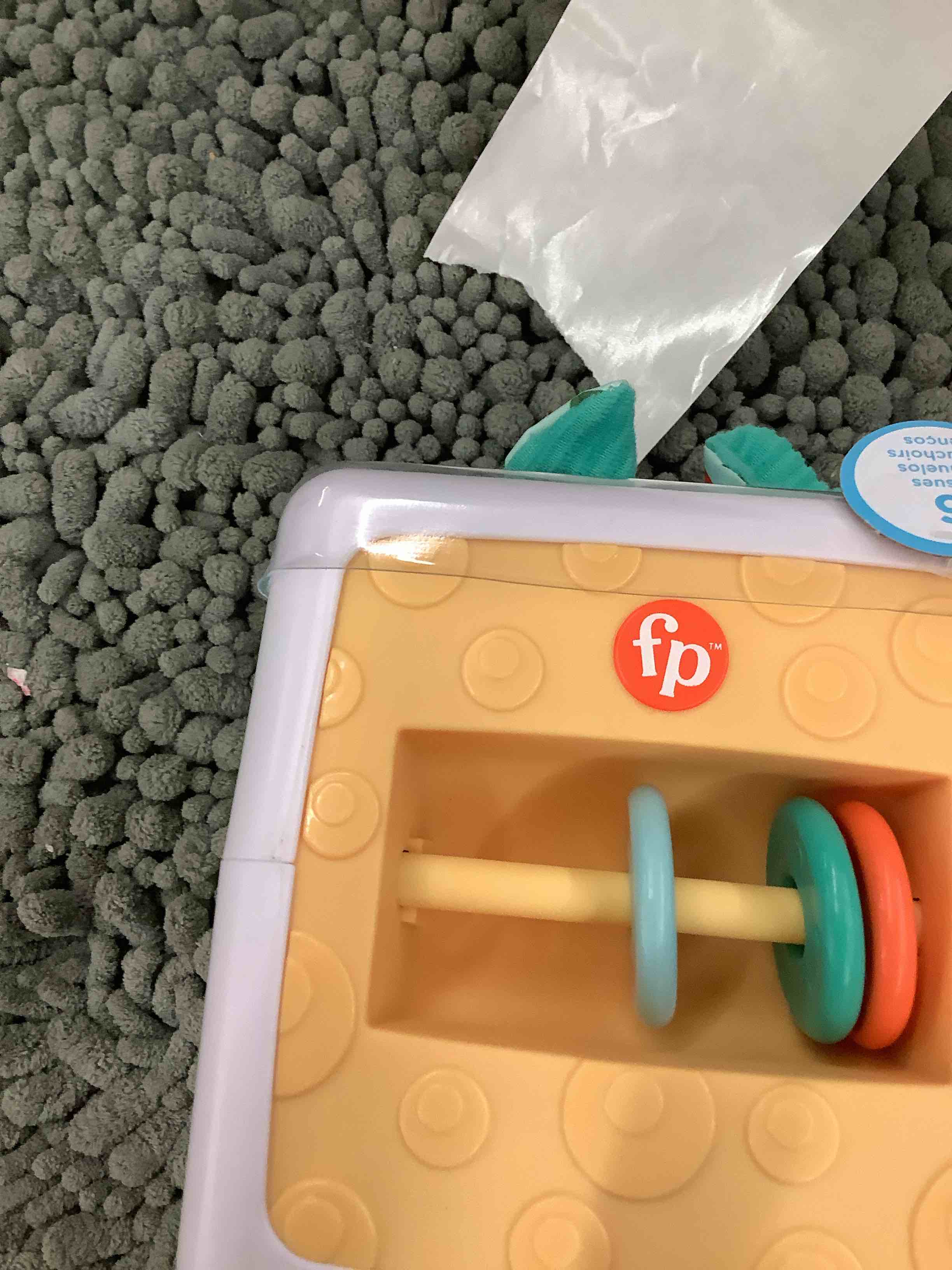 Condition photo showing Good Condition for fisher-price tissue fun activity cube baby sensory crinkle toys for newborns