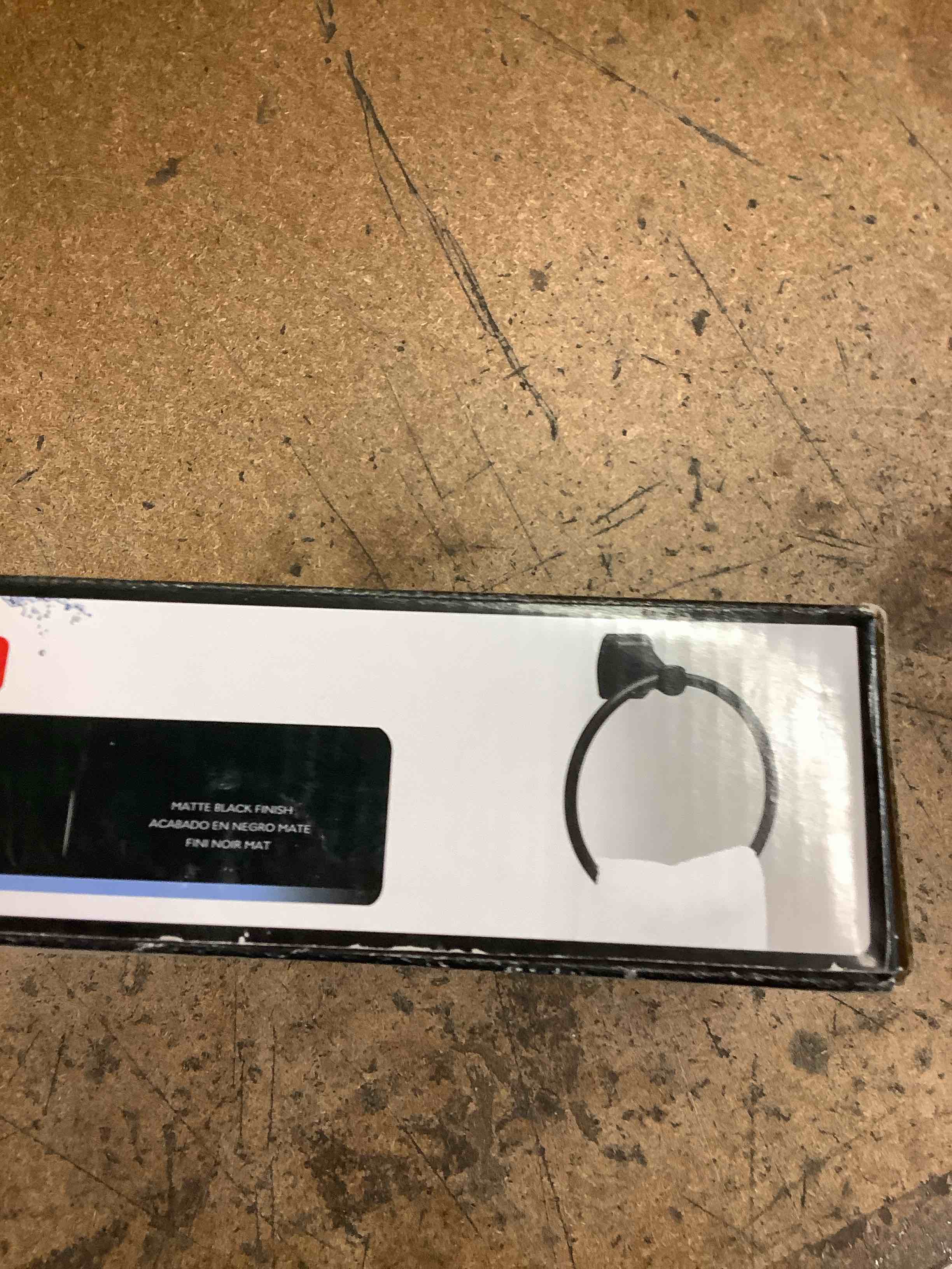 112408 flynn matte black wall mount towel ring