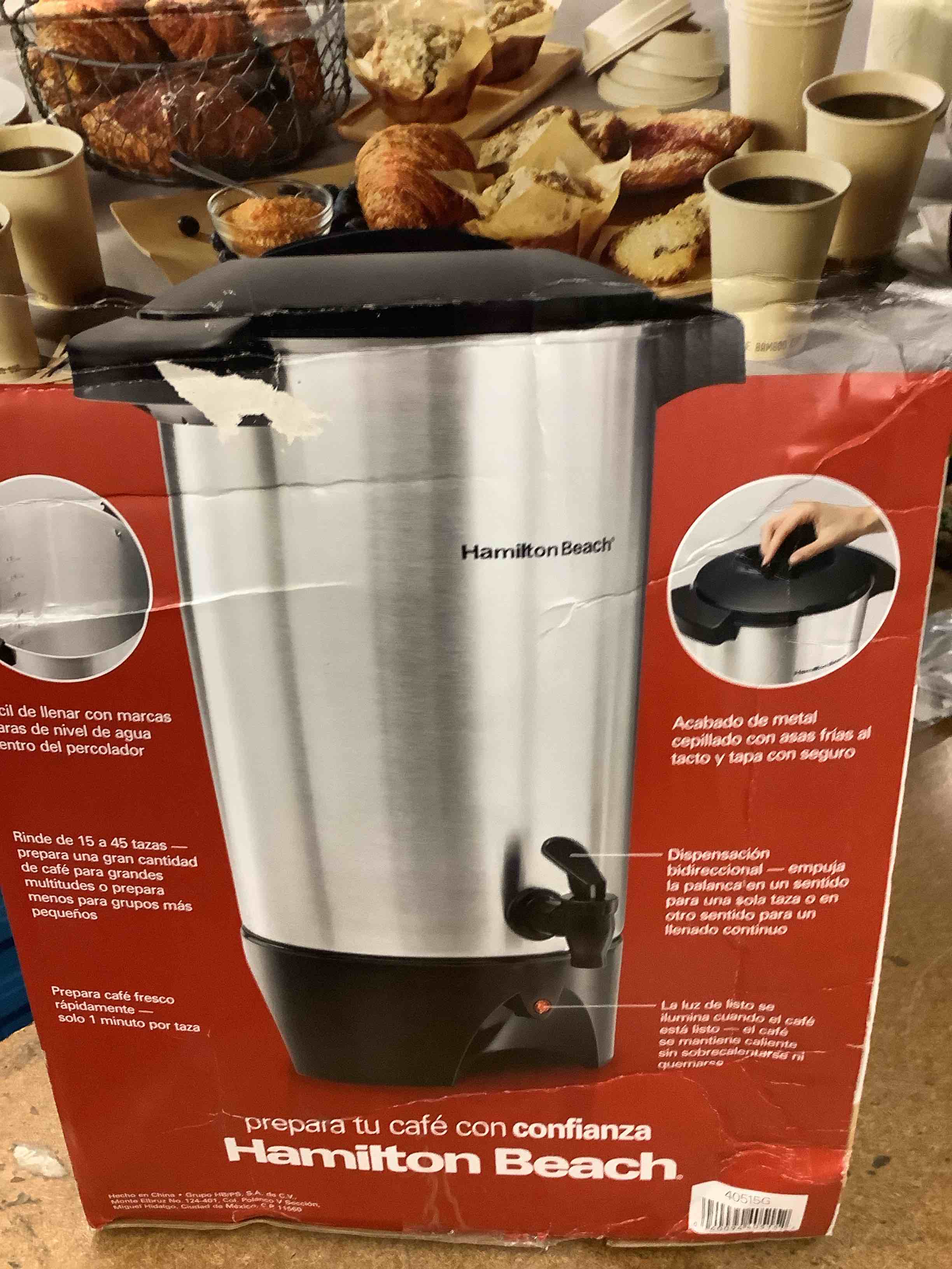 Hamilton Beach 45 Cup Coffee Urn and Hot Beverage Dispenser, Silver