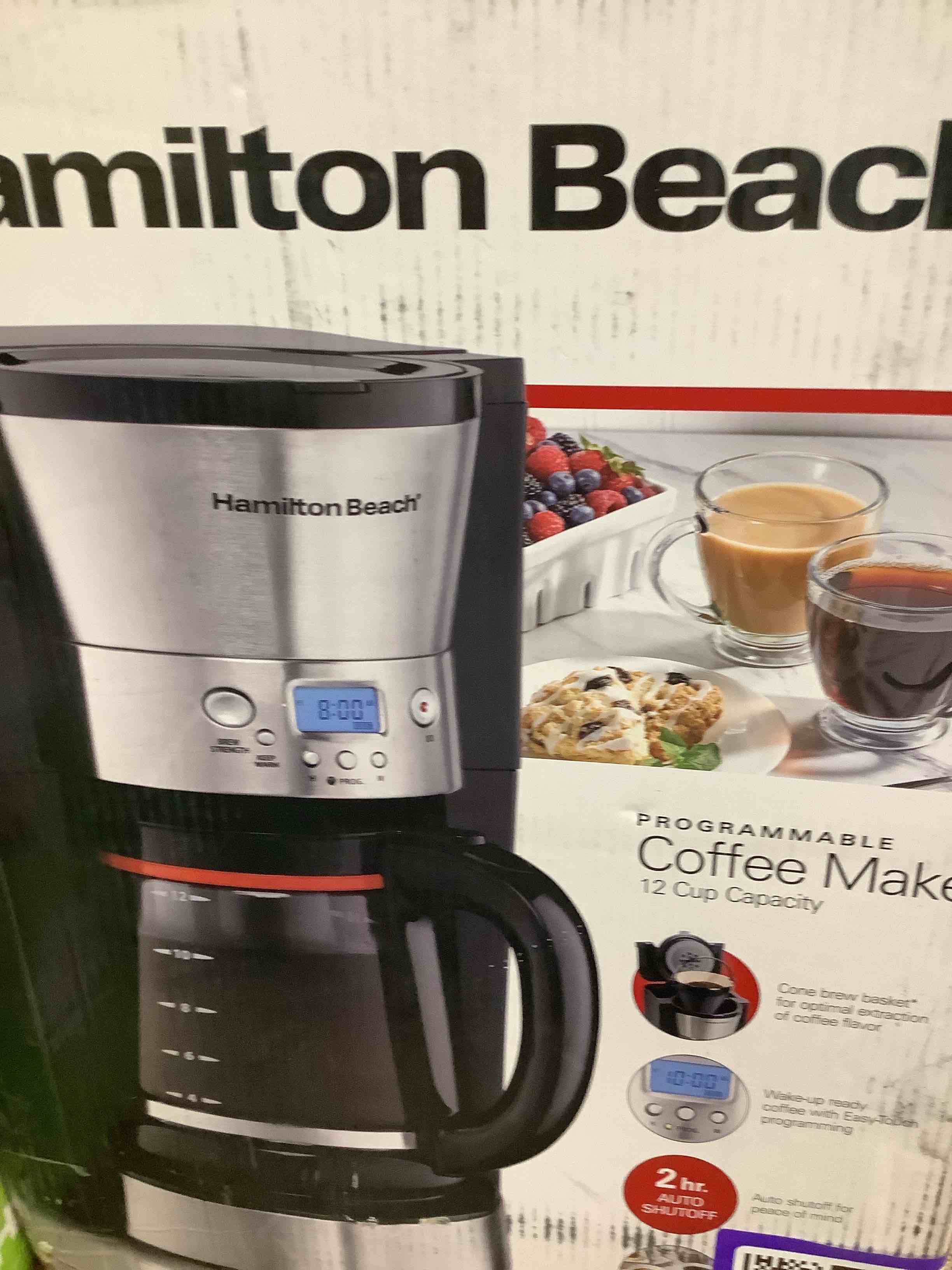 Condition photo showing Good Condition for hamilton beach programmable coffee maker, 12 cup glass carafe, black (46895)
