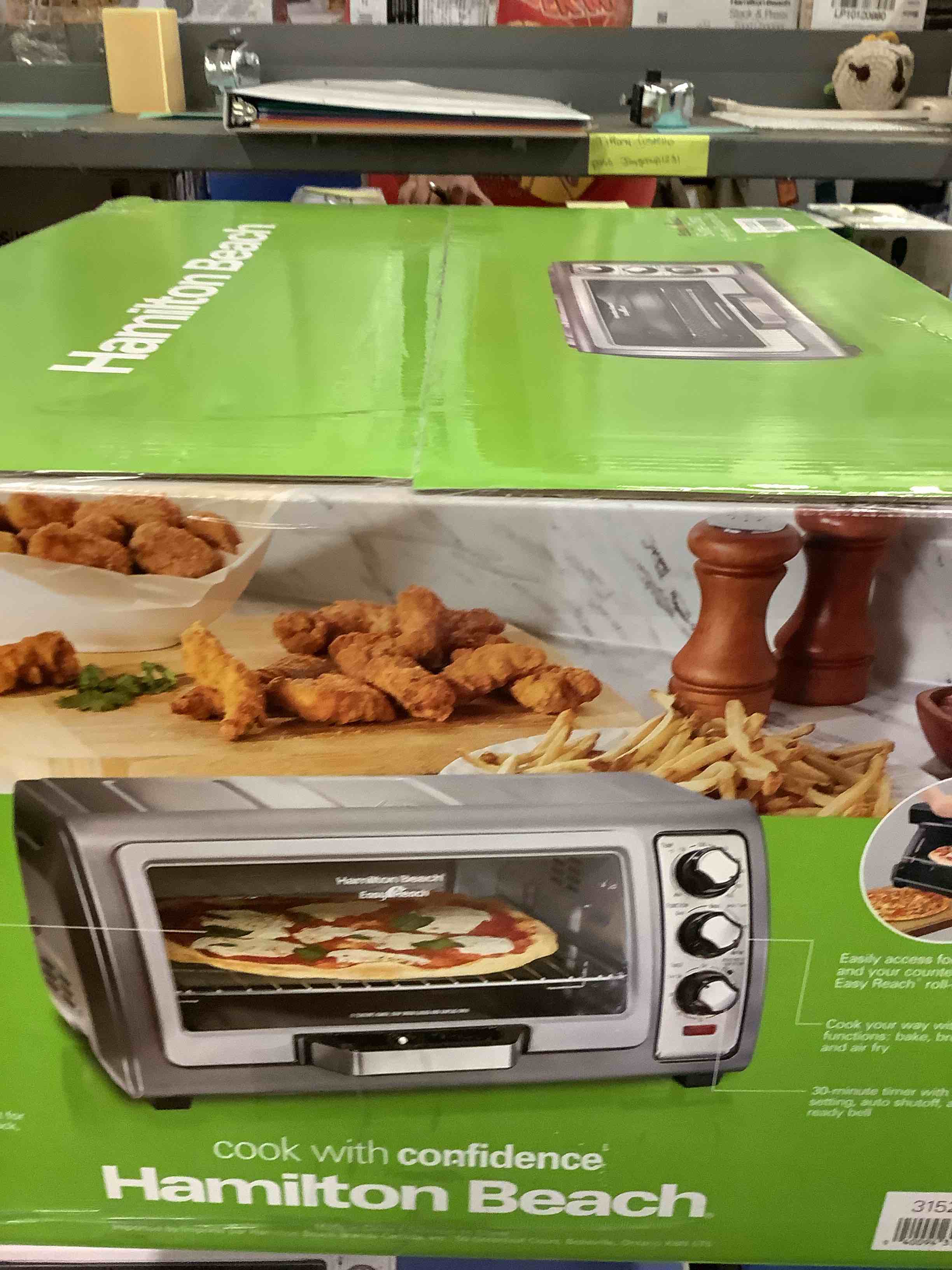 hamilton beach sure crisp air fryer toaster oven  6 slice  stainless steel  31523
