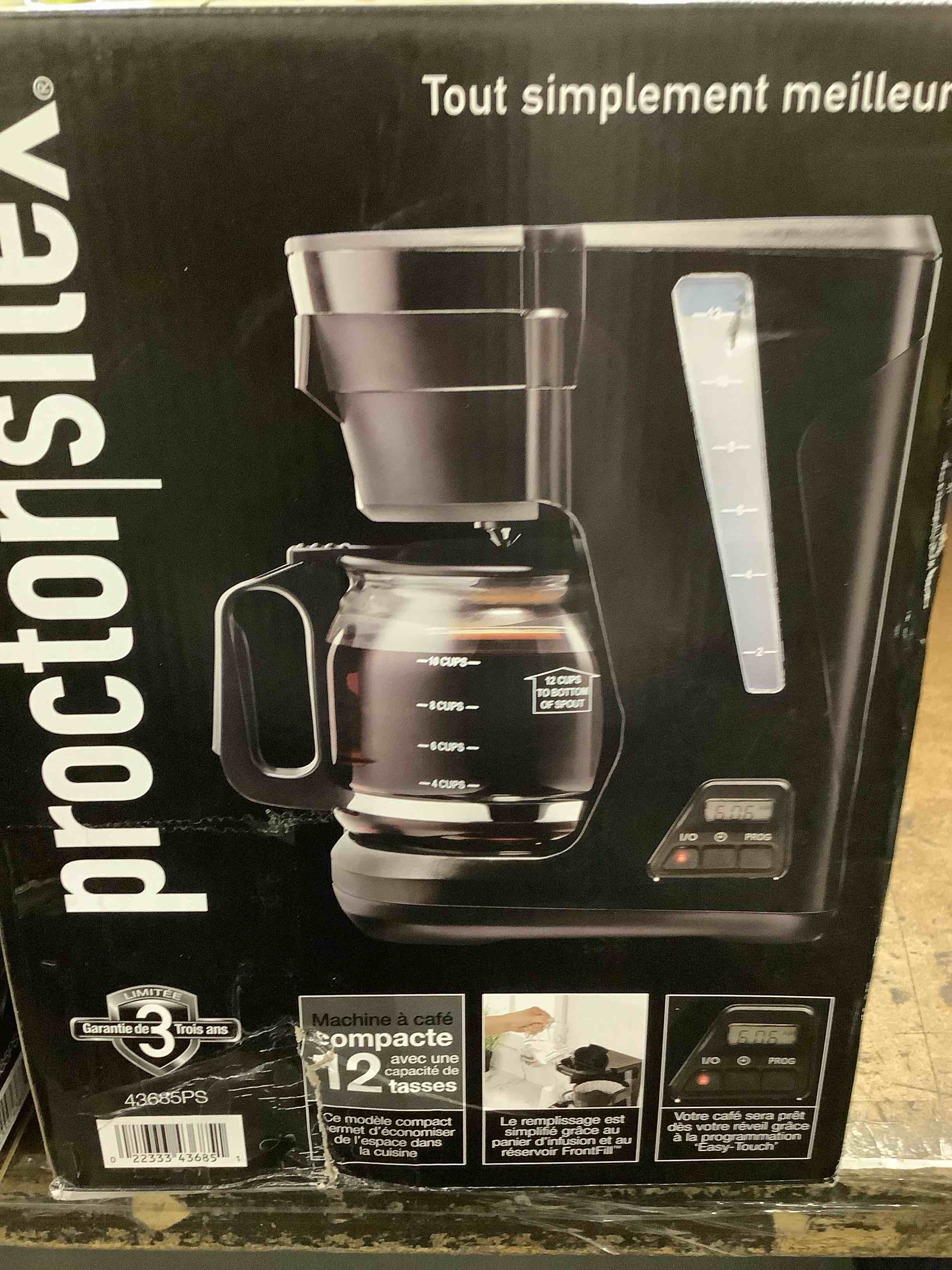 Condition photo showing Good Condition for proctor silex front fill compact 12 cup programmable coffee maker  glass carafe  black  43685ps