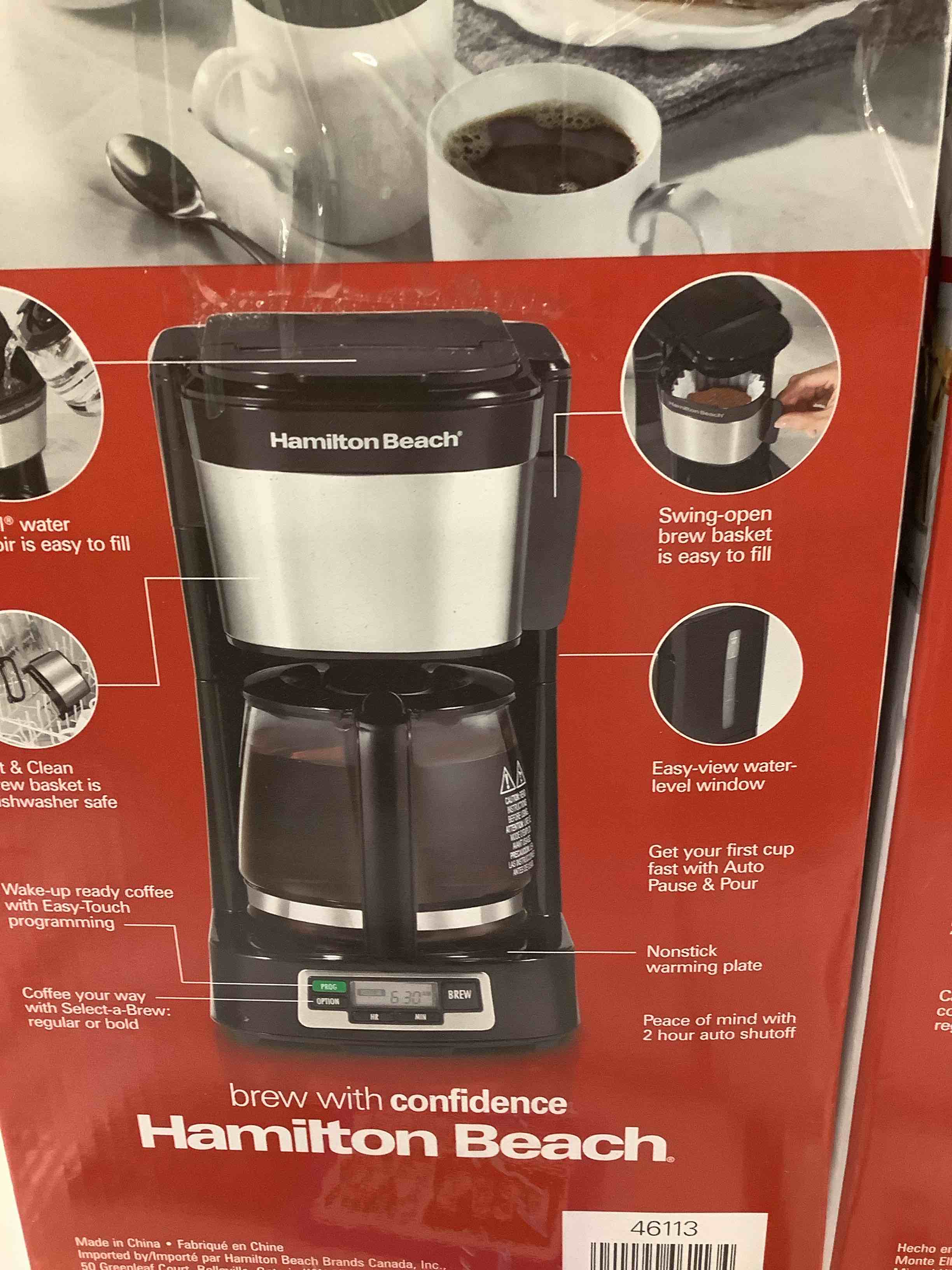 Condition photo showing Good Condition for hamilton beach front fill 5-cup programmable drip coffee maker machine with glass coffee pot  cafetera  black