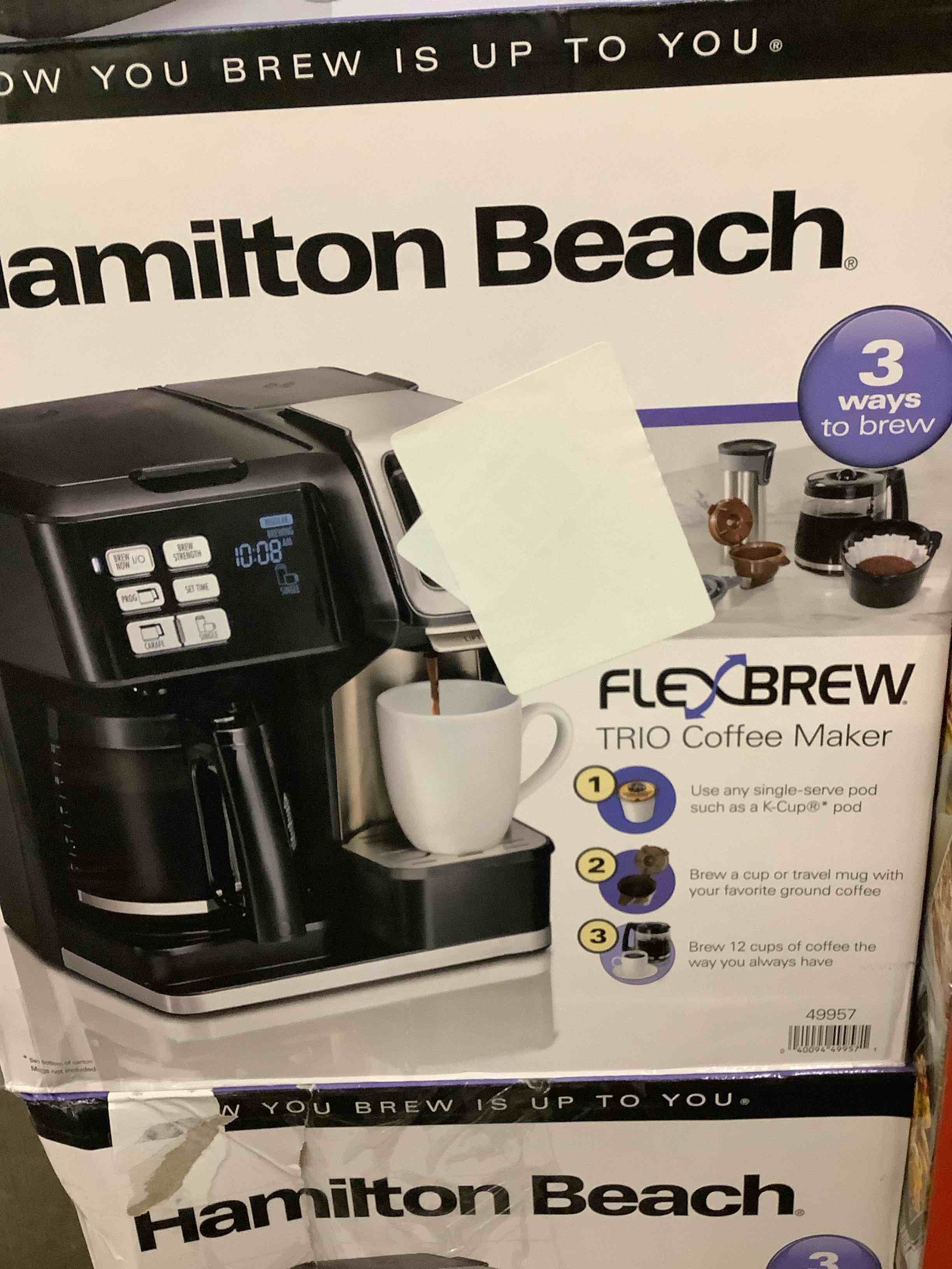 Hamilton Beach FlexBrew Trio Coffee Maker  Black  12 Cups and Single-Serve  49957