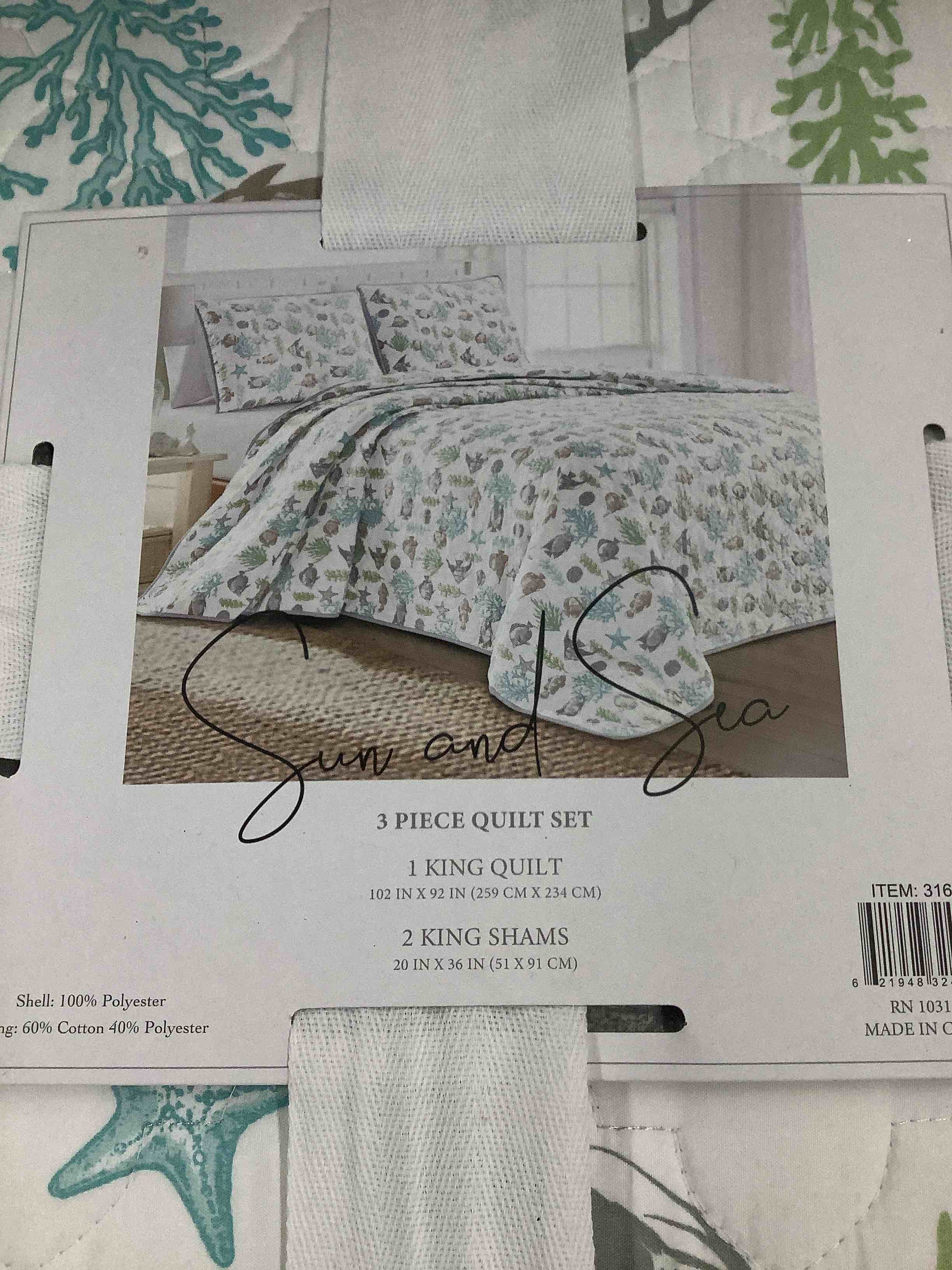 sun and seab3 pc king quilt 