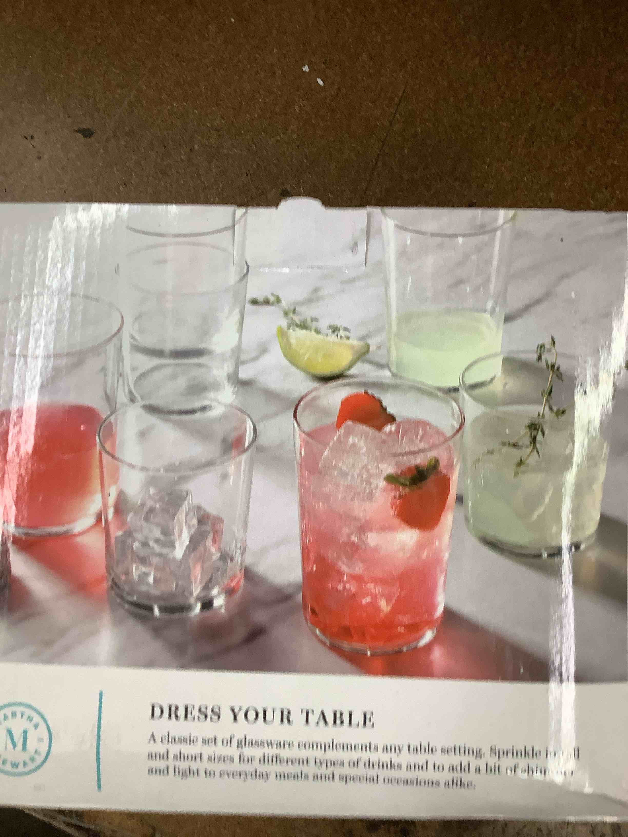 Martha Stewart glass ware set 12pc 