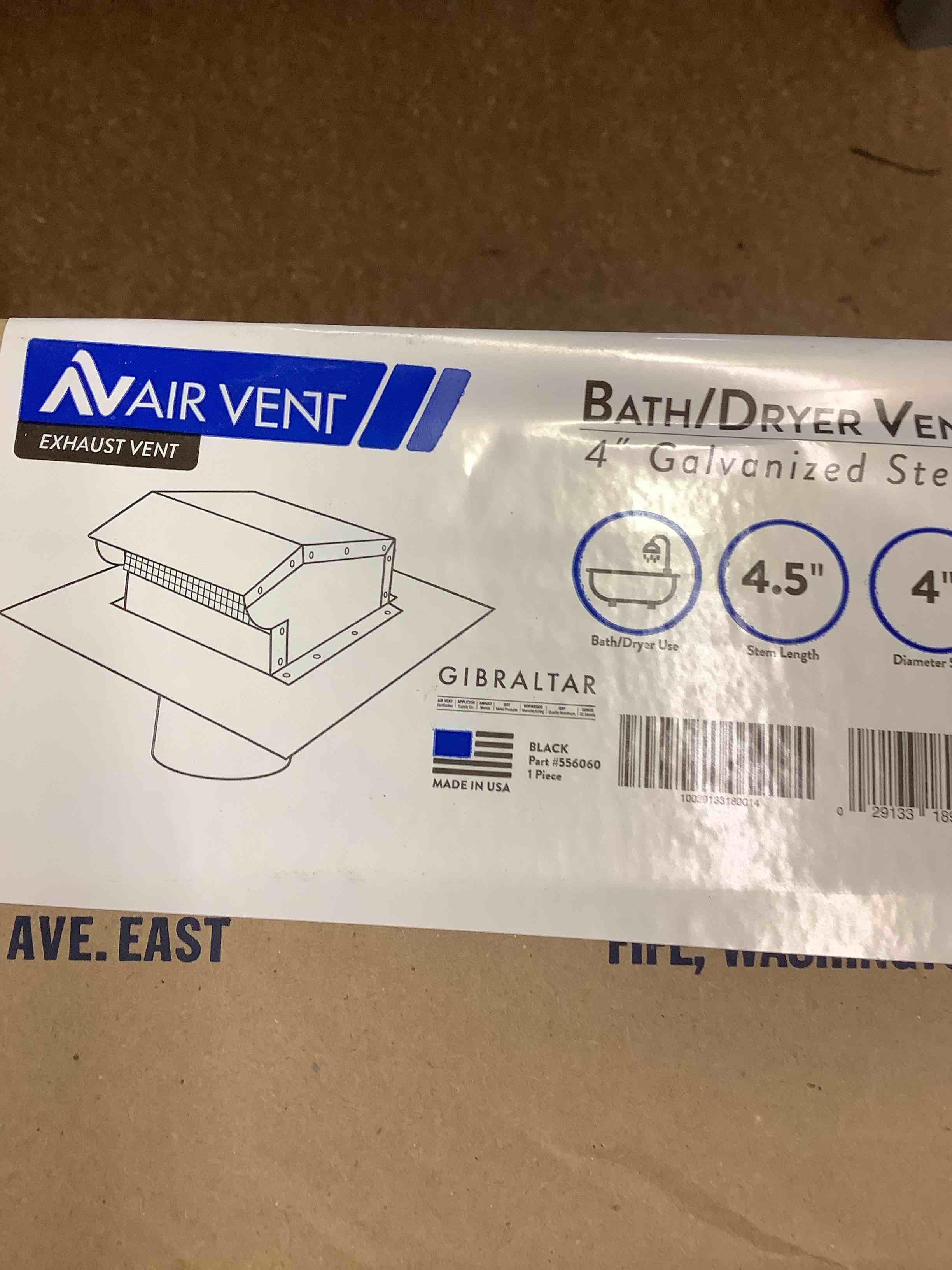 4” bathroom dryer vent 