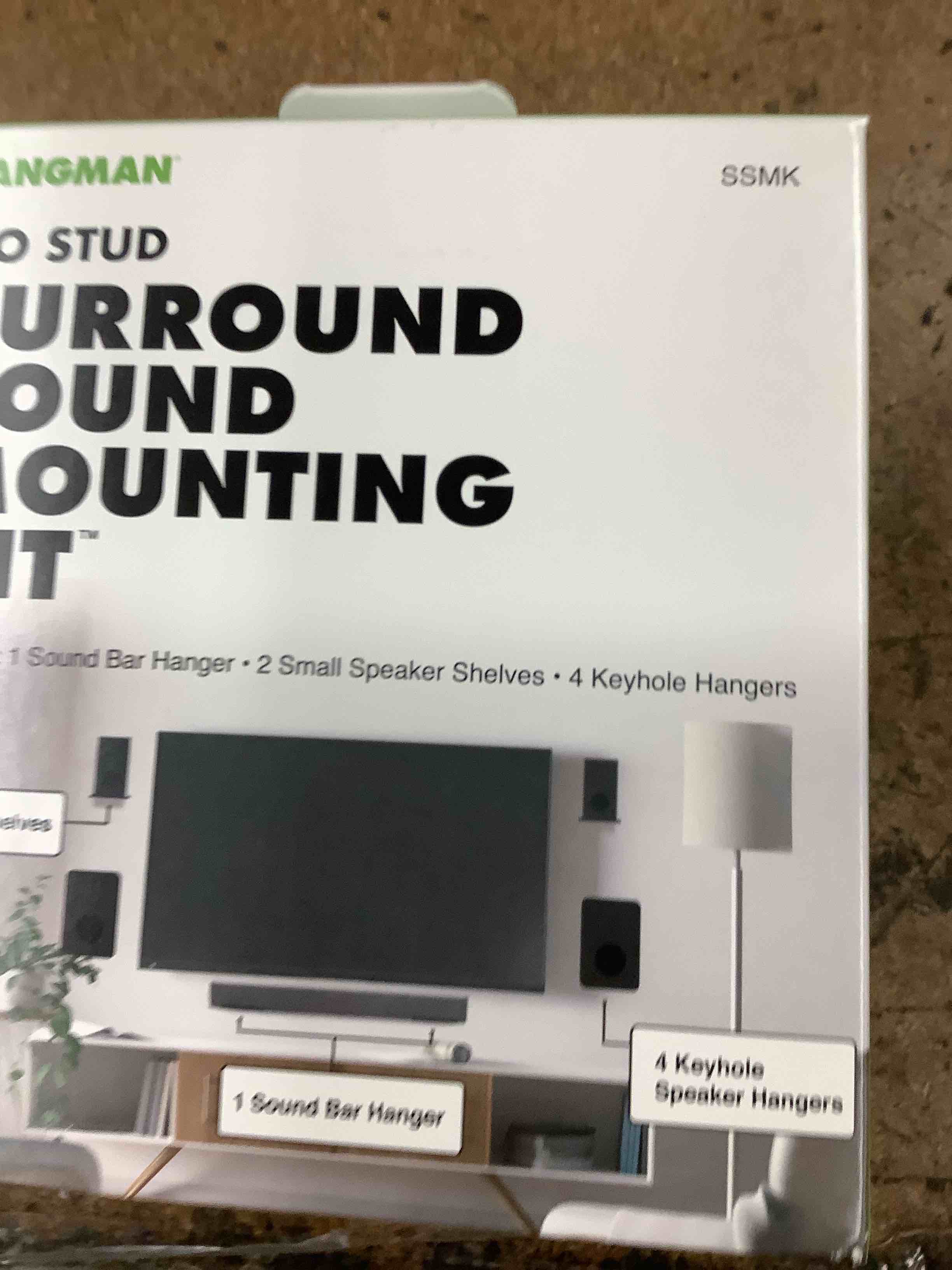 Hangman No Stud Surround Sound Mounting Kit No Drill Sound Bar Hanger Drywall Speaker Shelf SSMK