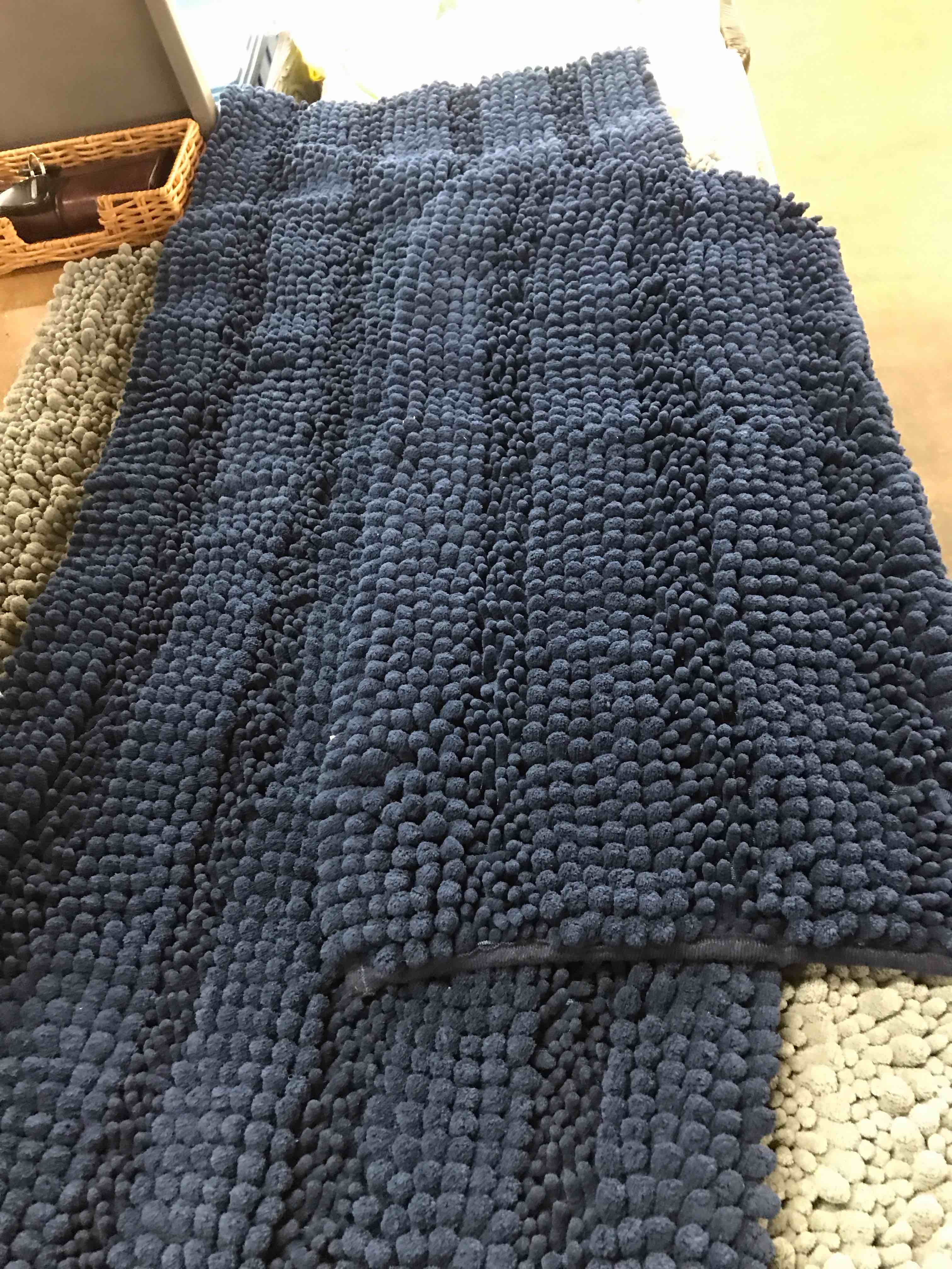 Set of 2 Bathroom Rugs Navy Blue