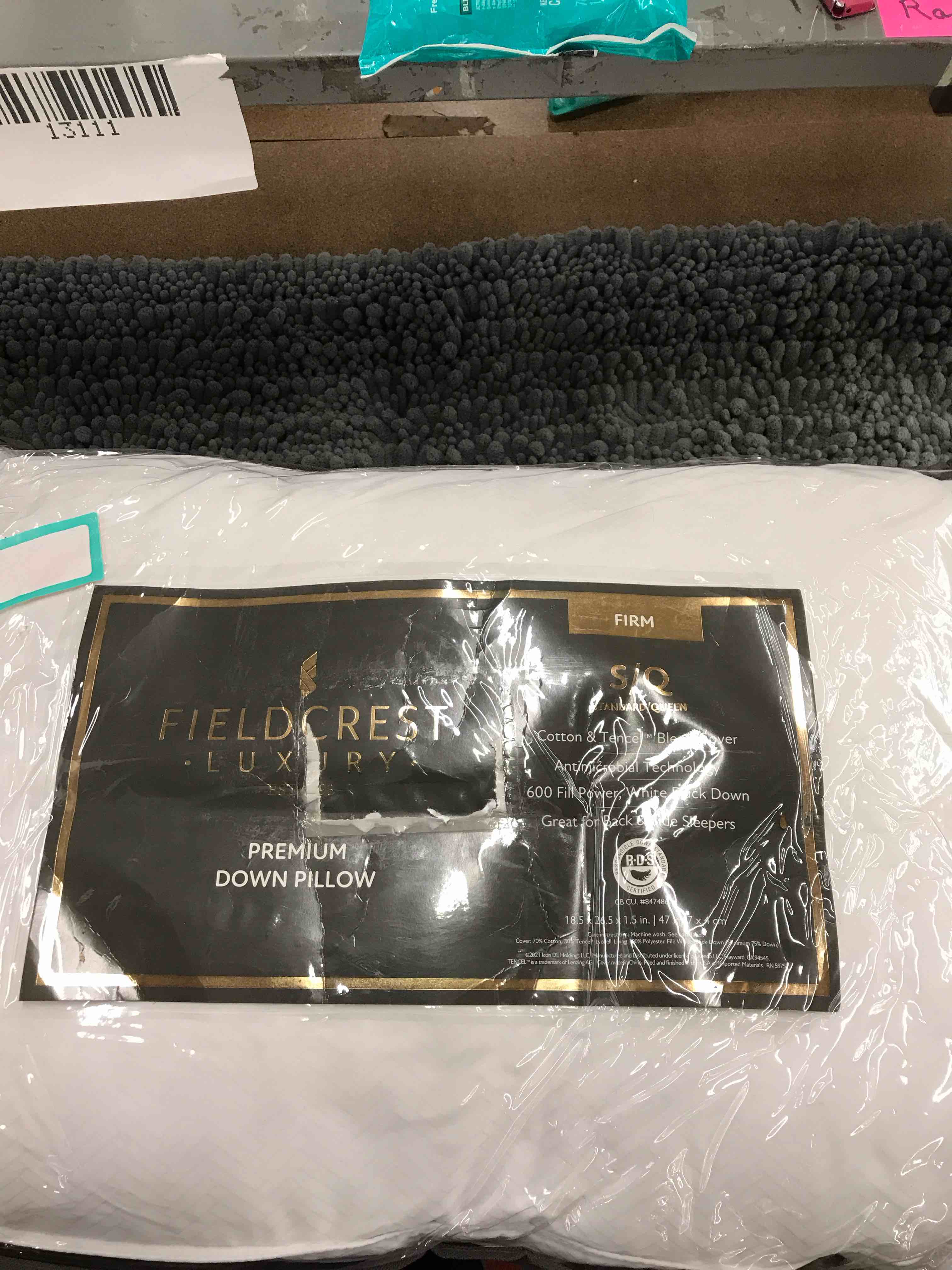 Fieldcrest Down Pillow S/Q