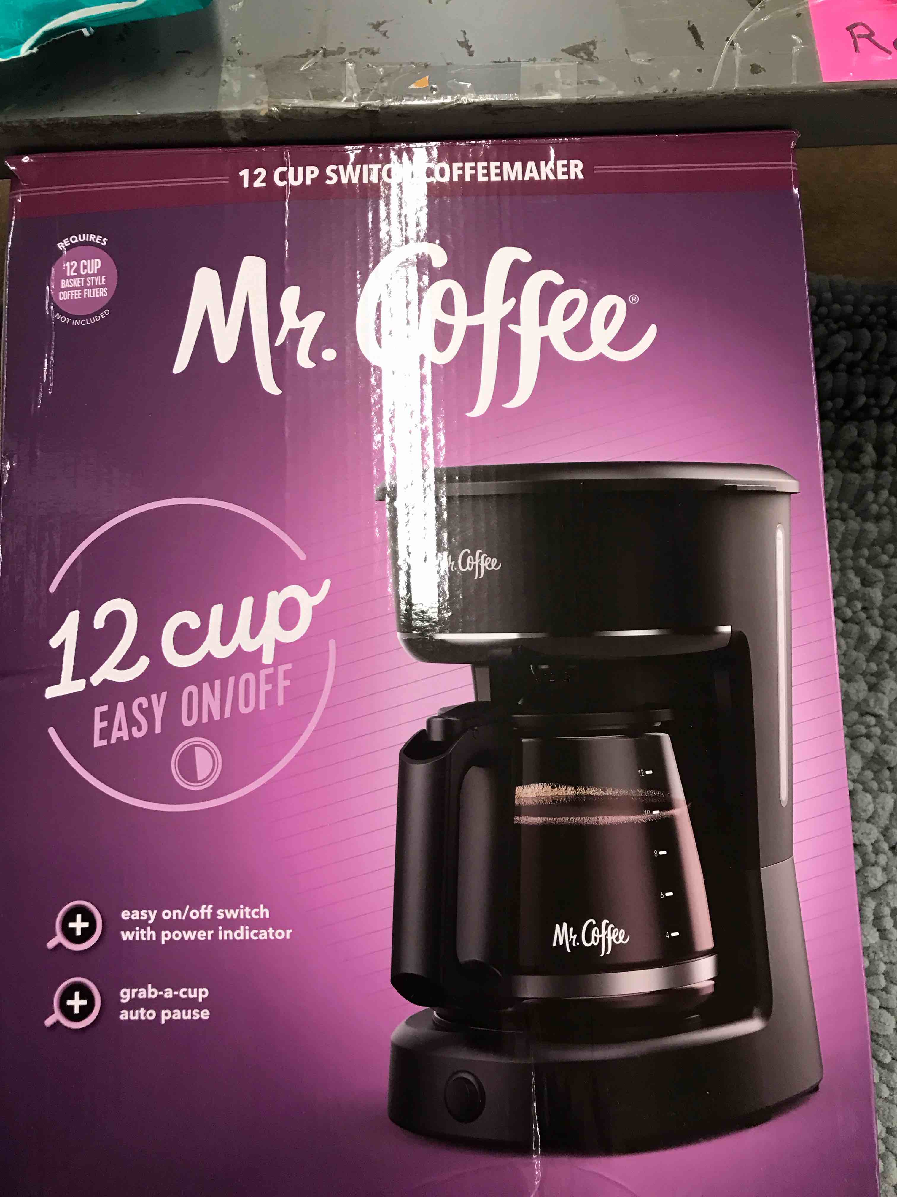 Condition photo showing New/Like New for Mr. Coffee 12-Cup Switch Coffee Maker Black: Electric Drip Coffee Machine, 60 oz Capacity, Dishwasher-Safe Parts