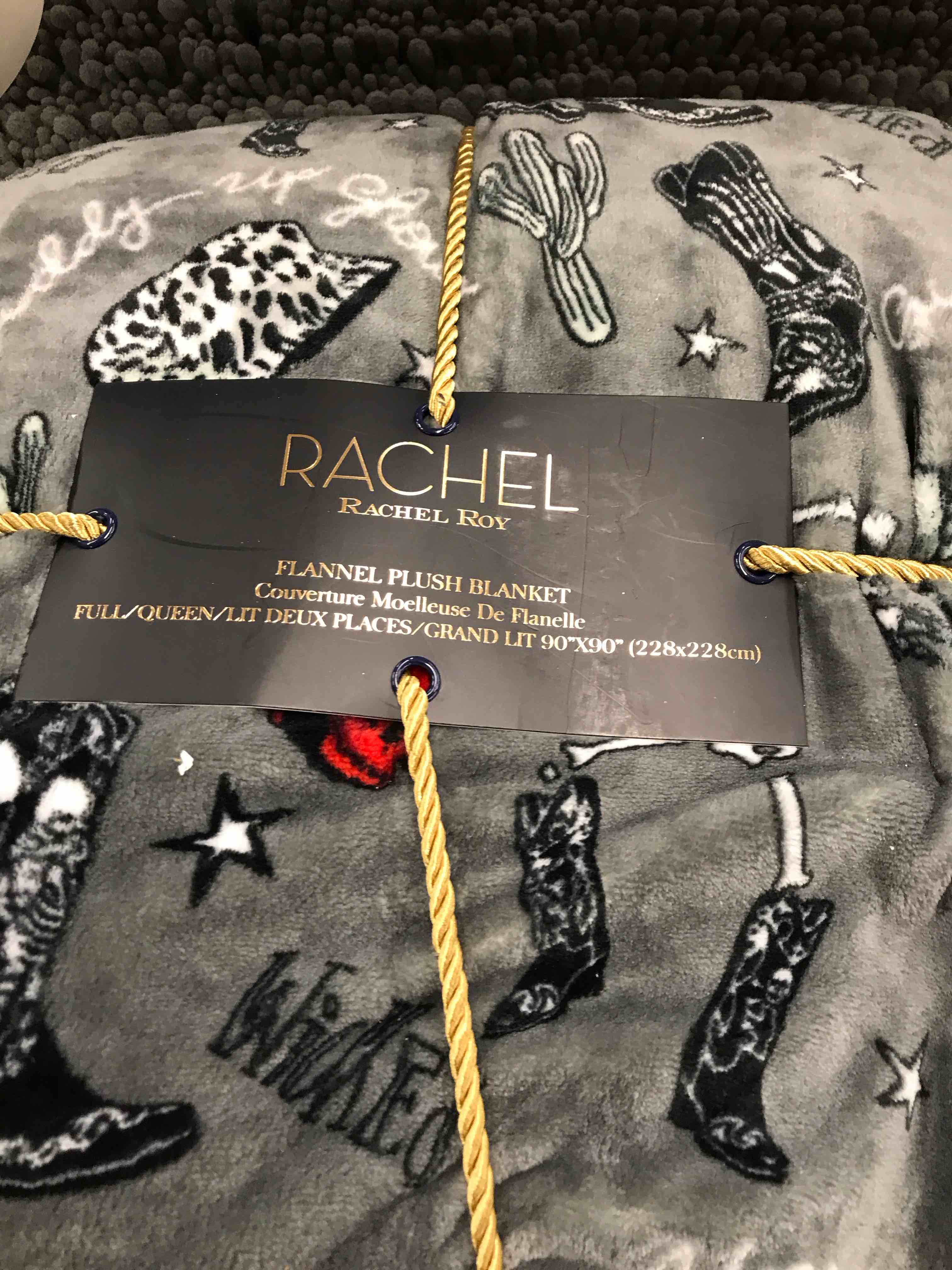 Rachel Roy Flannel Plush Blanket 90”x90”