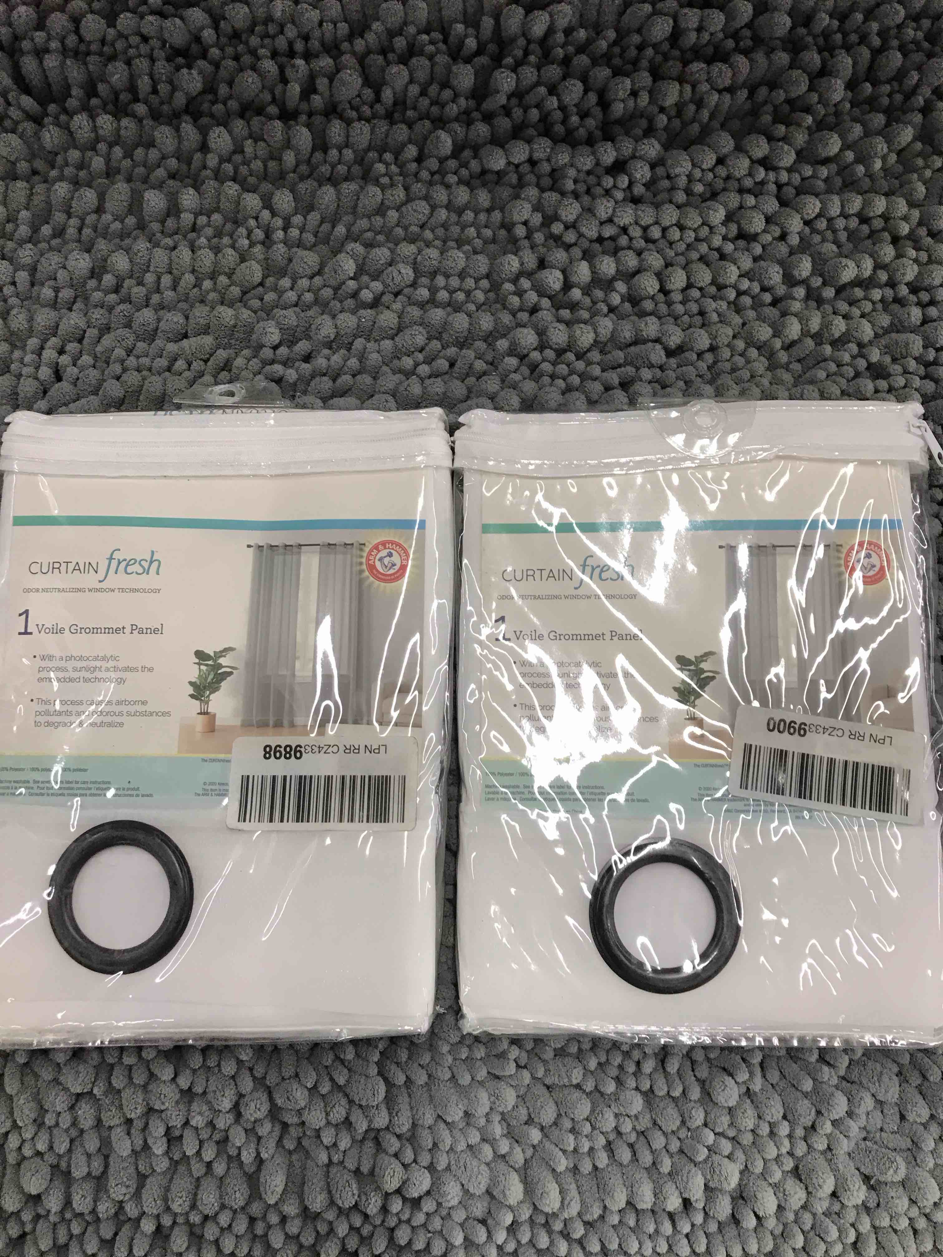 Curtain Fresh One Pair Voile Grommet Panels. 59x63”