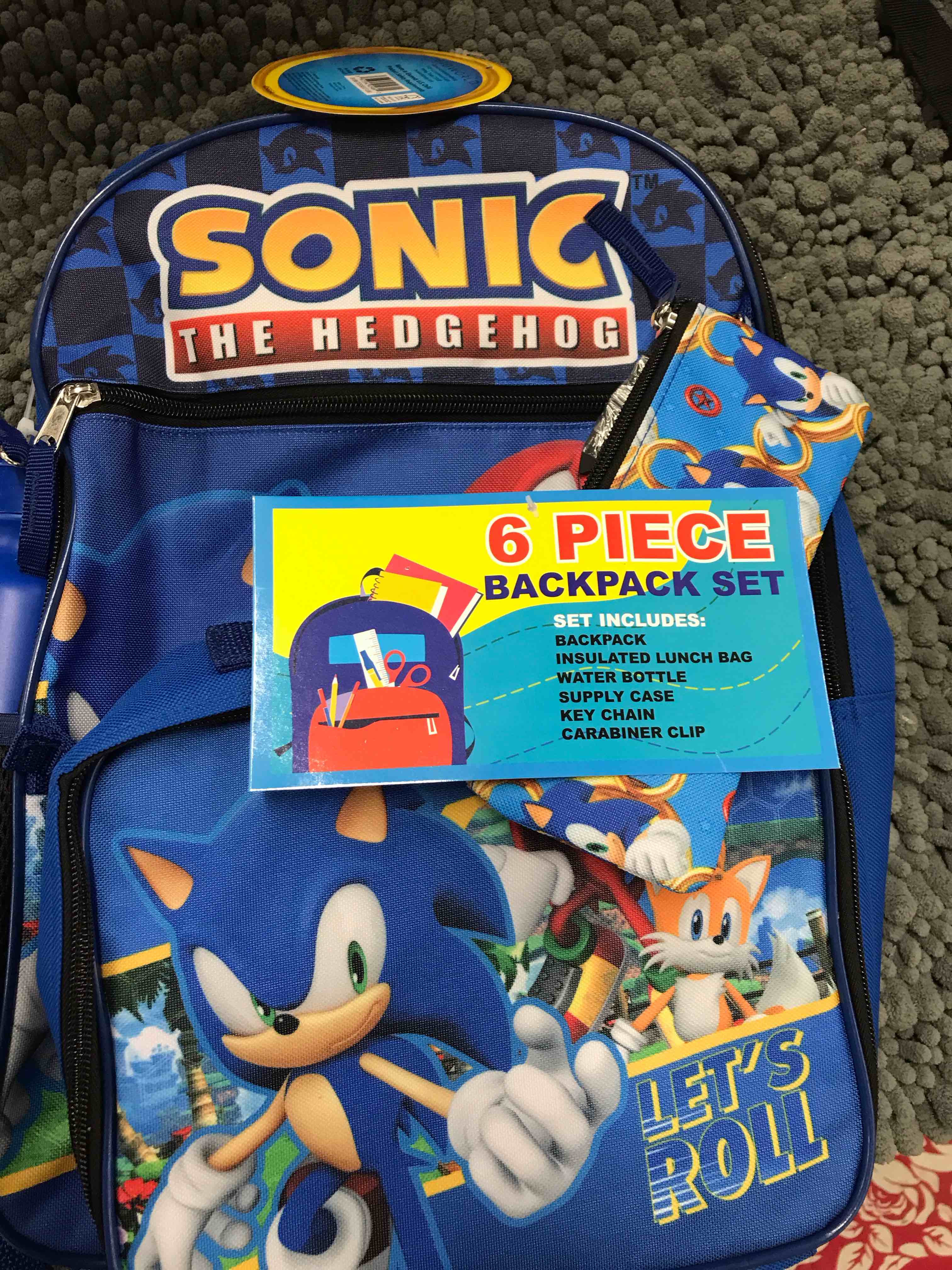 Sonic The Hedgehog 6 Piece Backpack Set