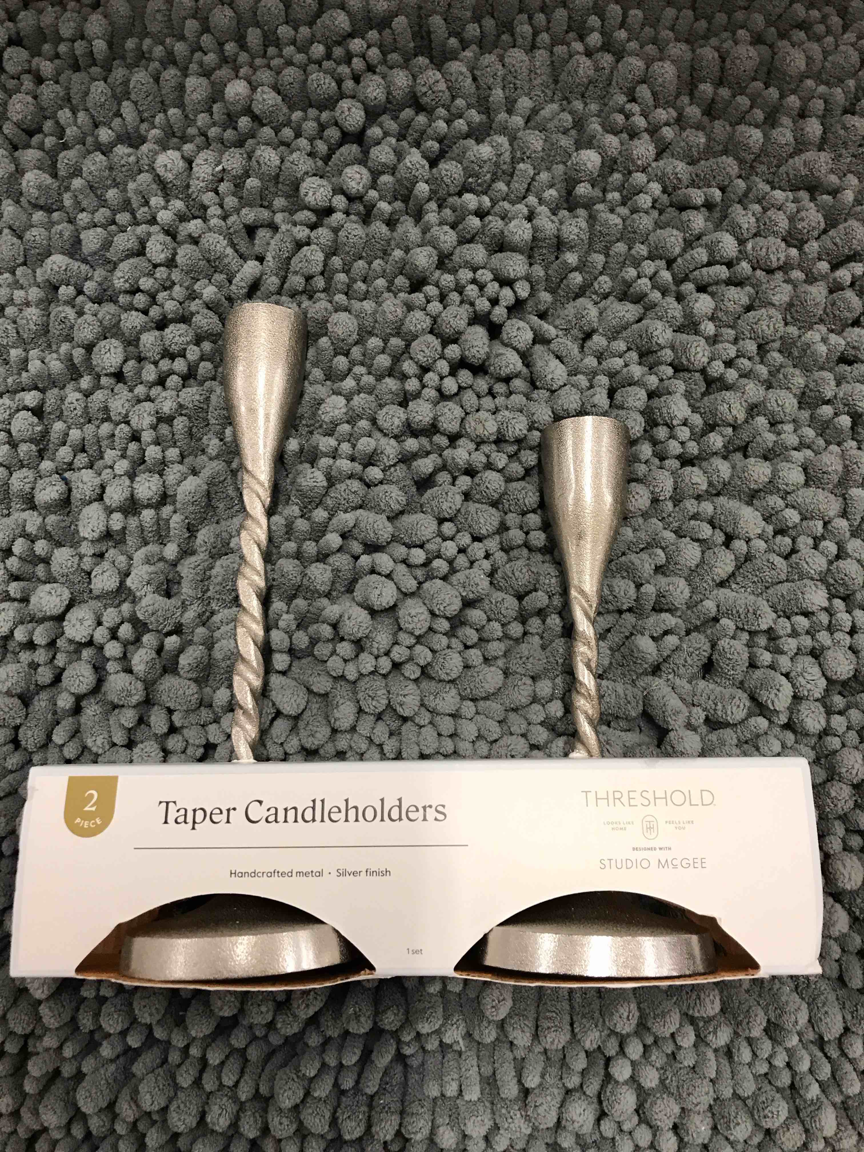 Set of 2 9"x3" Metal Taper Candle Holders Silver - Threshold™ designed with Studio McGee
