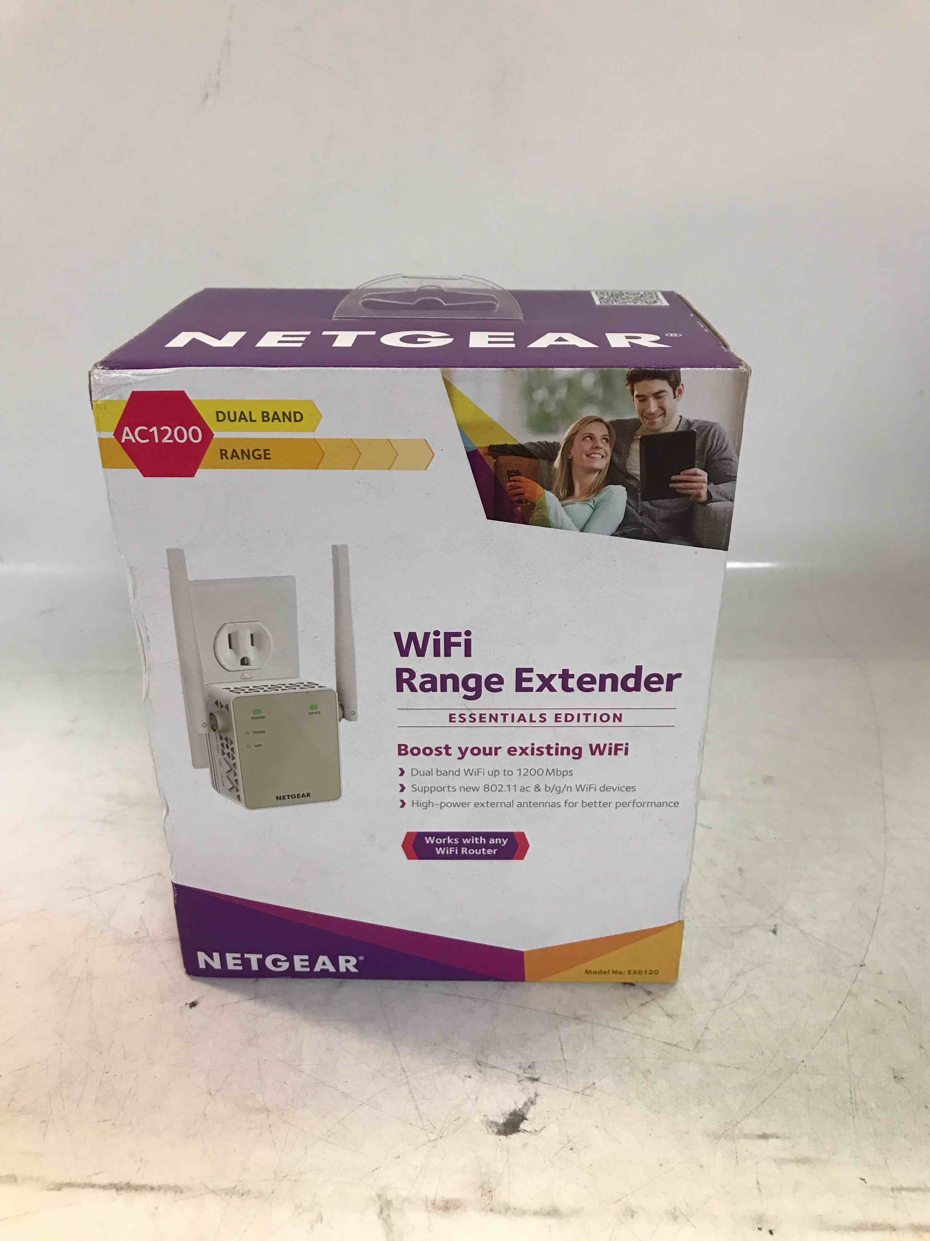 netgear wi-fi range extender ex6120 - coverage up to 1500 sq ft and 25 devices with ac1200 dual band wireless signal booster & repeater (up to 1200mbps speed), and compact wall plug design, white
