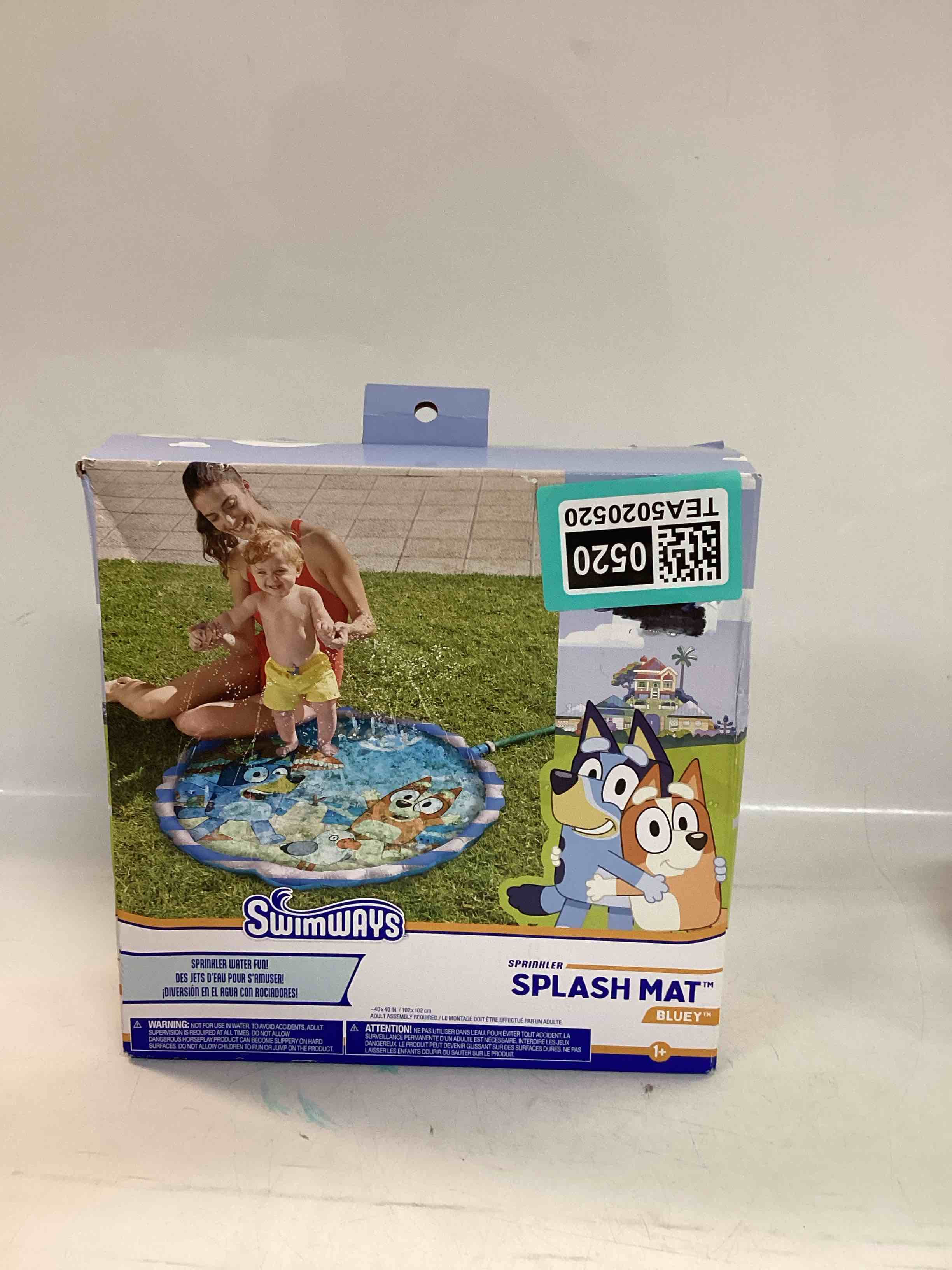 swimways bluey splash mat, kids splash pad, outdoor toys, bluey party supplies and water toys for kids ages 1 & up