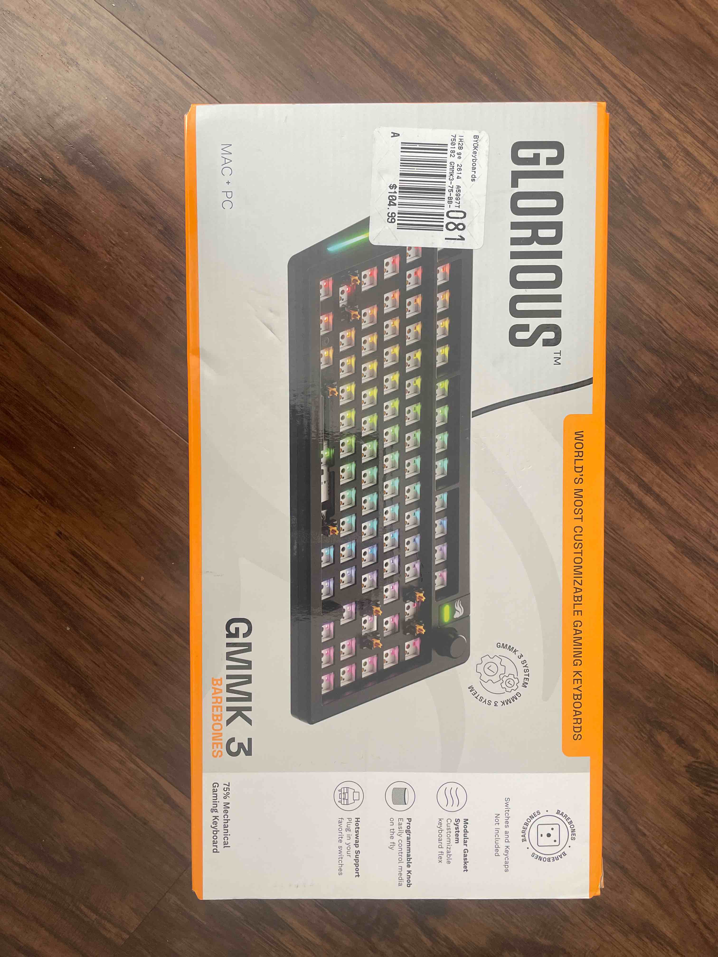 Condition photo showing New/Like New for glorious - gmmk 3 75% barebones wired mechanical gaming keyboard with modular gasket system - black