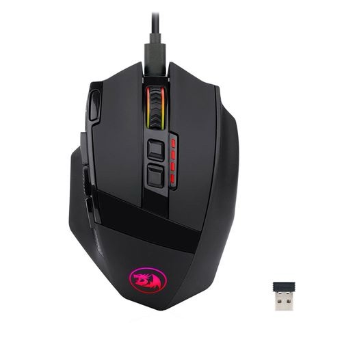redragon m801 wireless gaming mouse, rgb gaming mouse with mmo 9 programmable macro editing buttons