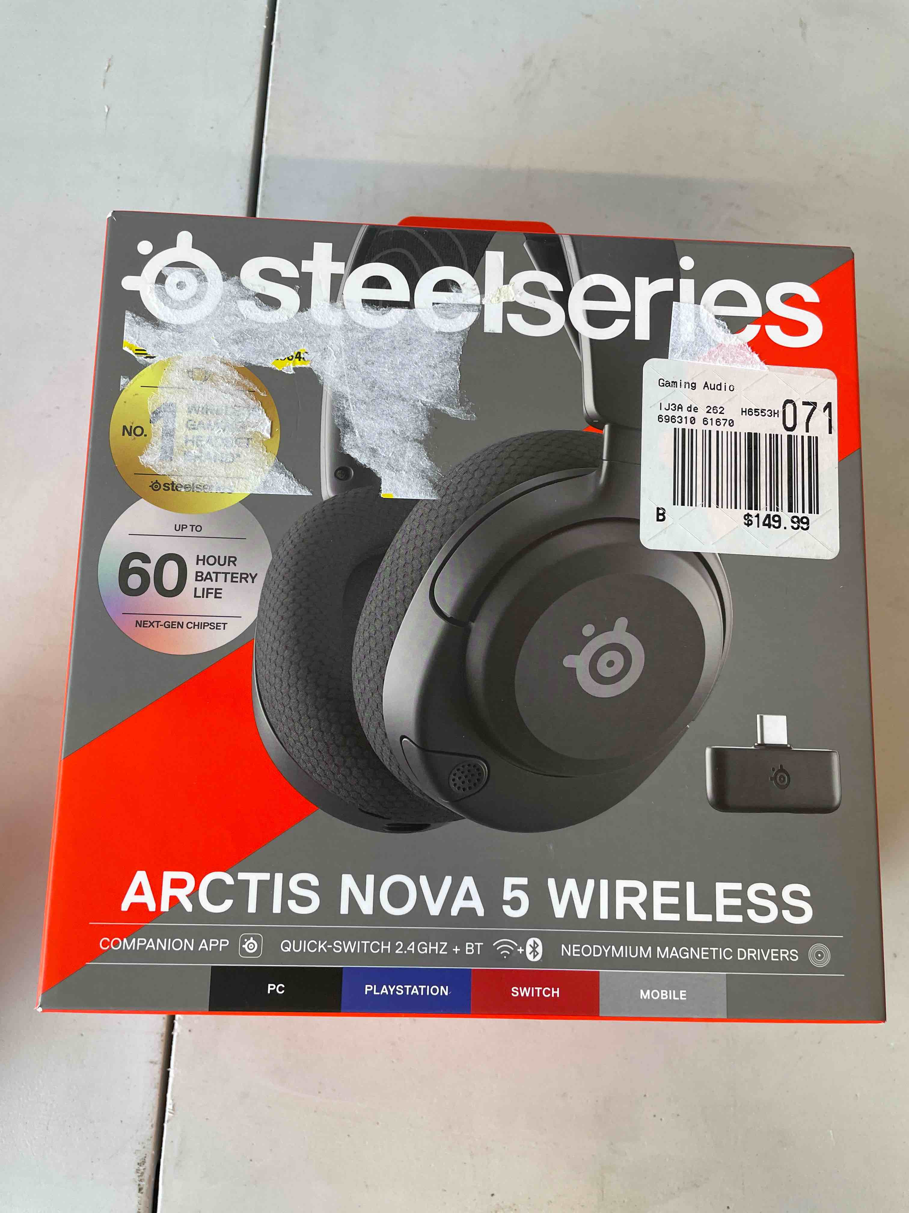 Condition photo showing As Is for steelseries arctis nova 5 wireless gaming headset — pc ps5 ps4 nintendo switch mobile black