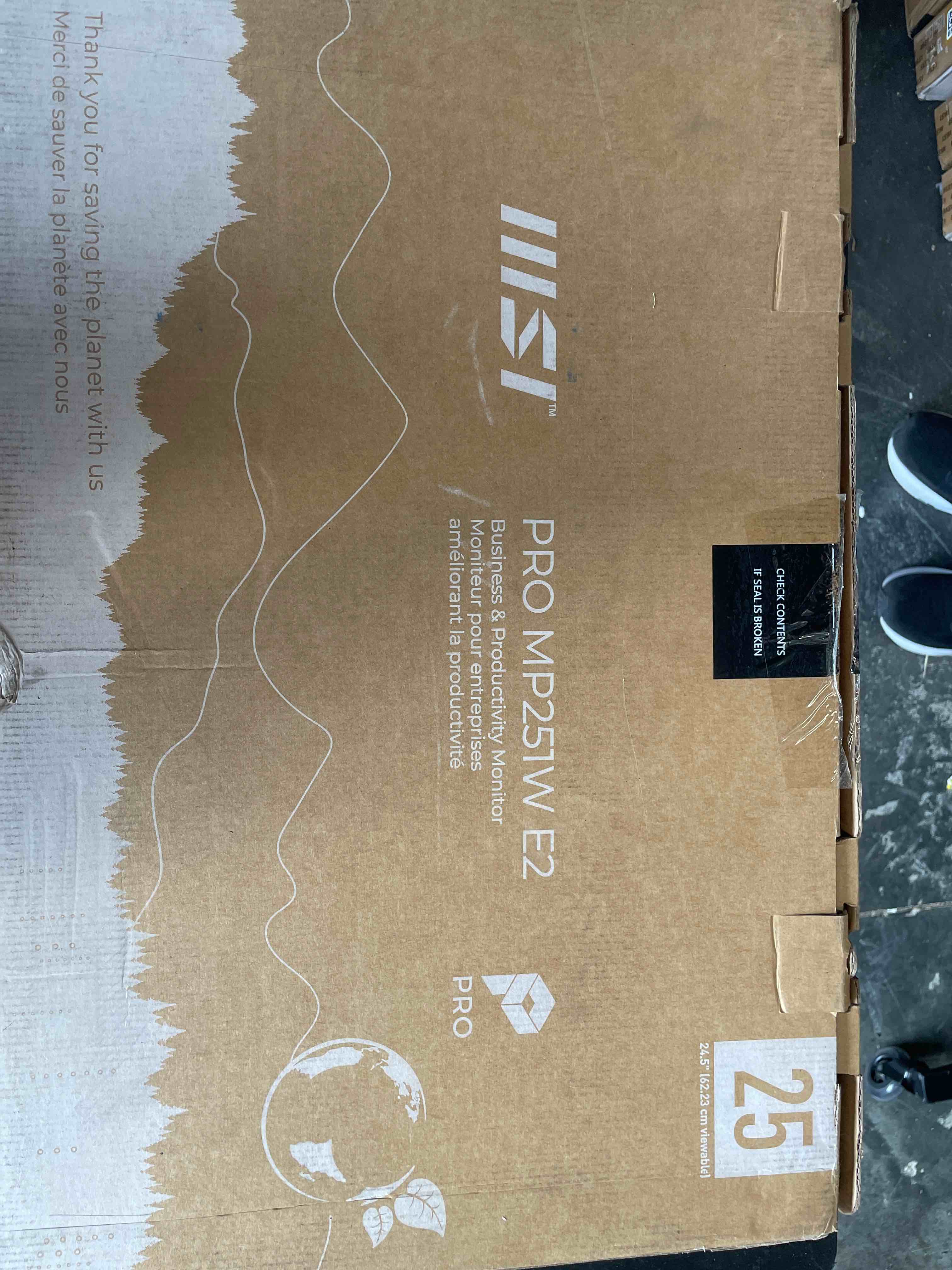 Condition photo showing As Is for msi pro mp251w e2 24.5-inch ips 1920 x 1080 (fhd) gaming office monitor, 120hz, adaptive-synch, hdr ready, hdmi, vga port, display port,vesa mountable, tilt, speaker, 4-side slim bezel,1ms, white