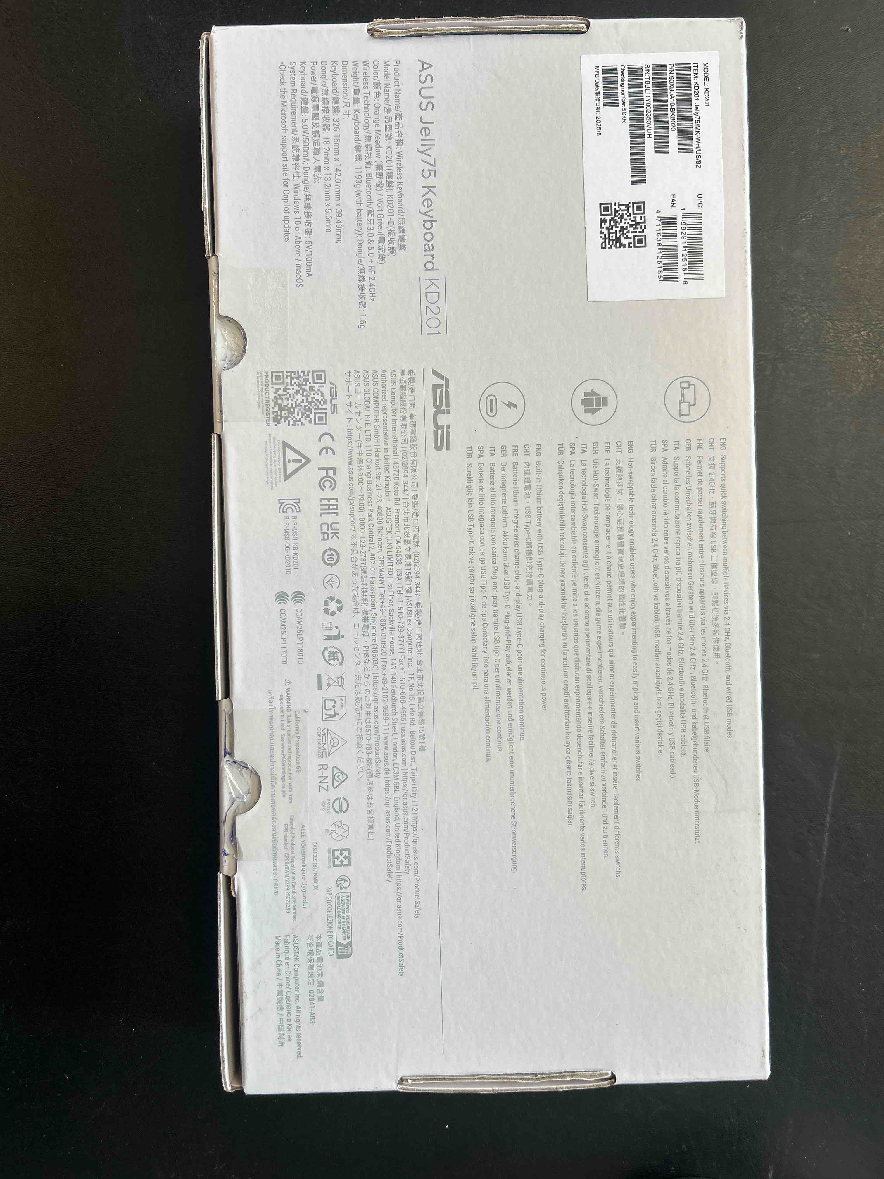 Condition photo showing Good Condition for asus jelly75 wireless keyboard kd201 – tri-mode (bt/2.4ghz/wired), up to 5 devices, hot-swappable, 1k polling rate, smooth quiet typing, windows/macos toggle, for productivity/gaming – volt green