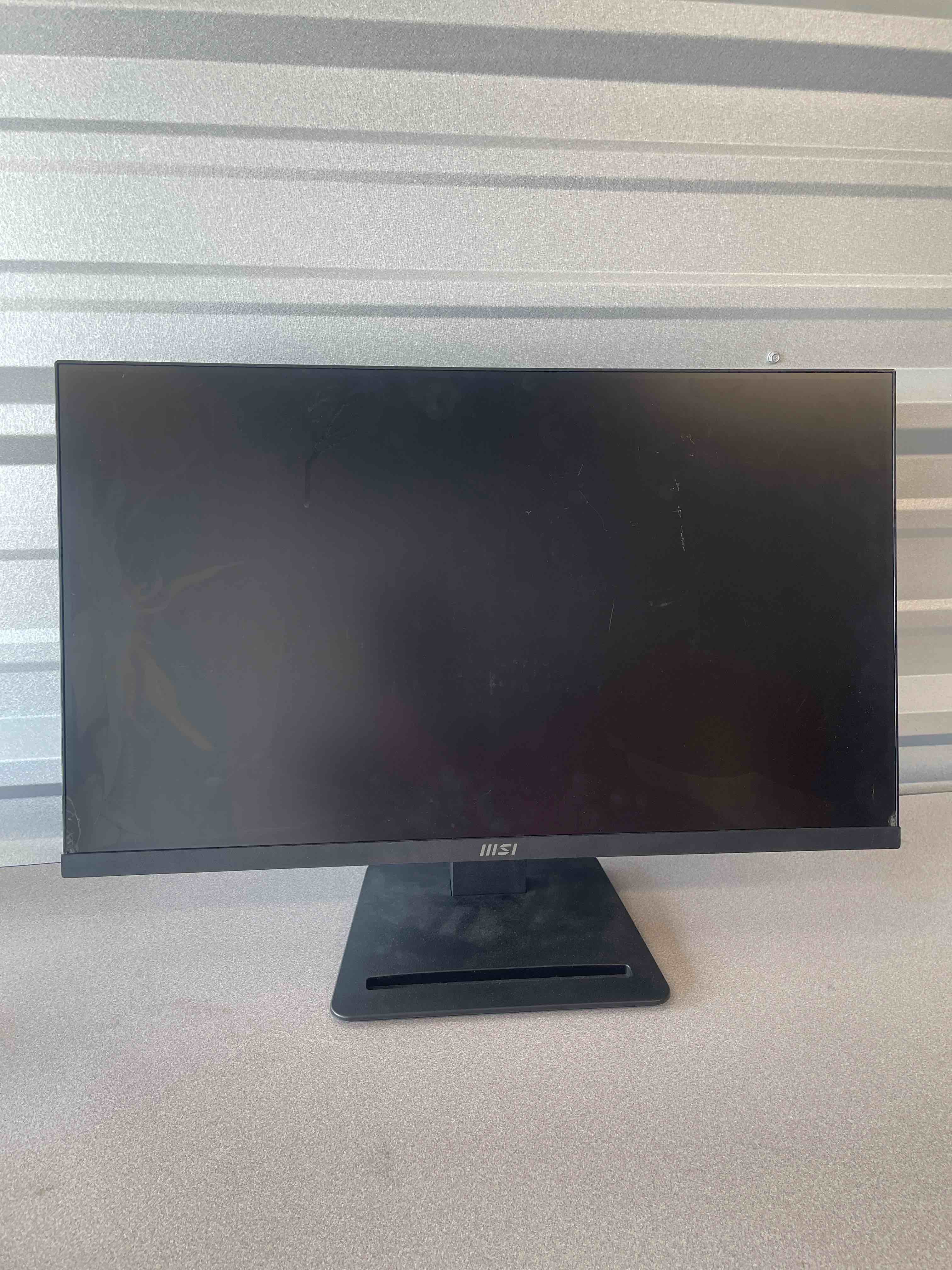 Condition photo showing As Is for msi pro mp273l e14 27-inch ips 1920 x 1080 (fhd) gaming office monitor, 144hz, free-synch, hdr ready, hdmi, vga port,vesa mountable, tilt, 4-side slim bezel,1ms, black