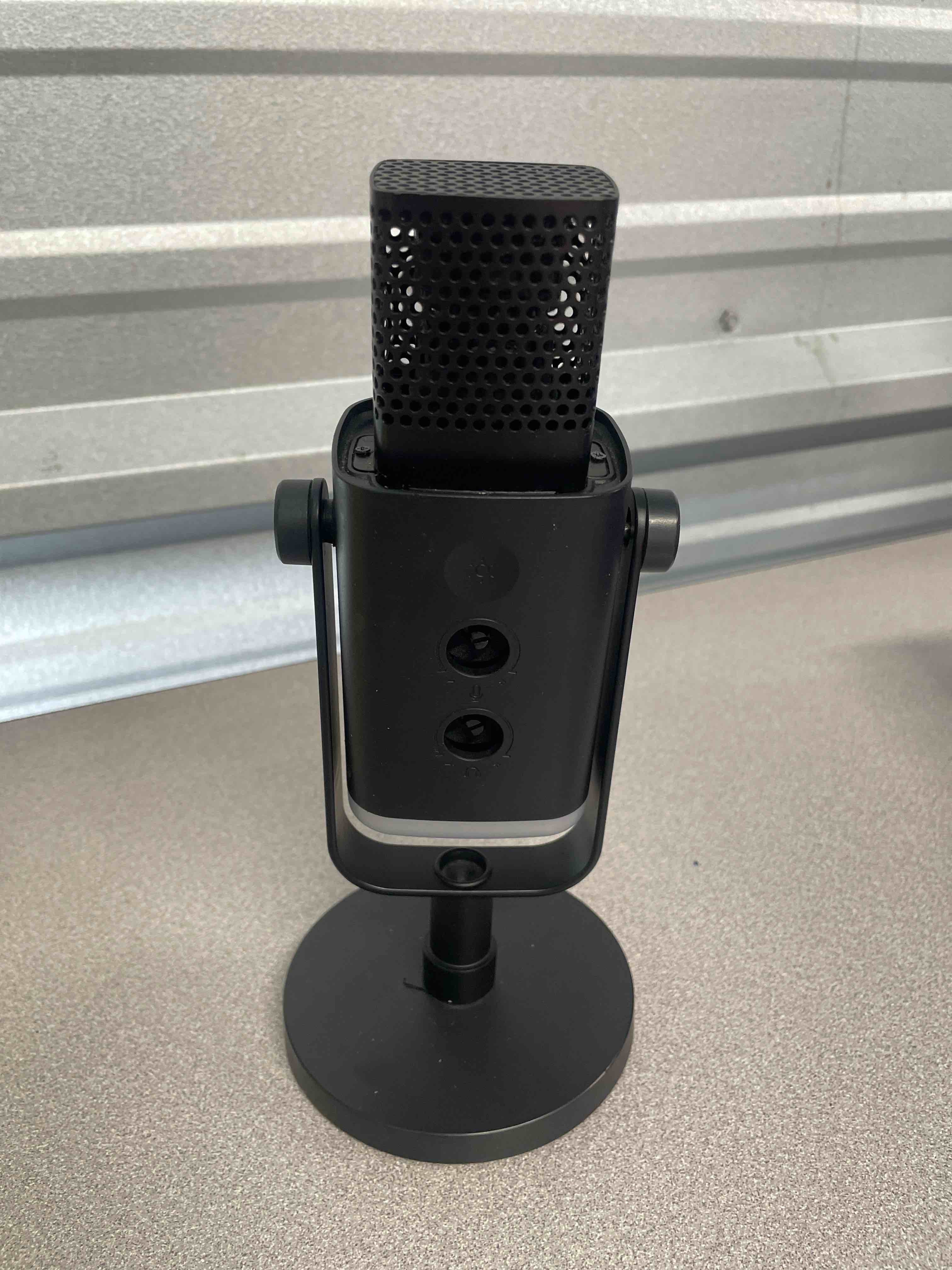 Condition photo showing As Is for fifine usb/xlr dynamic microphone for podcast recording, pc computer gaming streaming mic with rgb light, mute button, headphones jack, desktop stand, vocal mic for singing youtube-ampligame am8