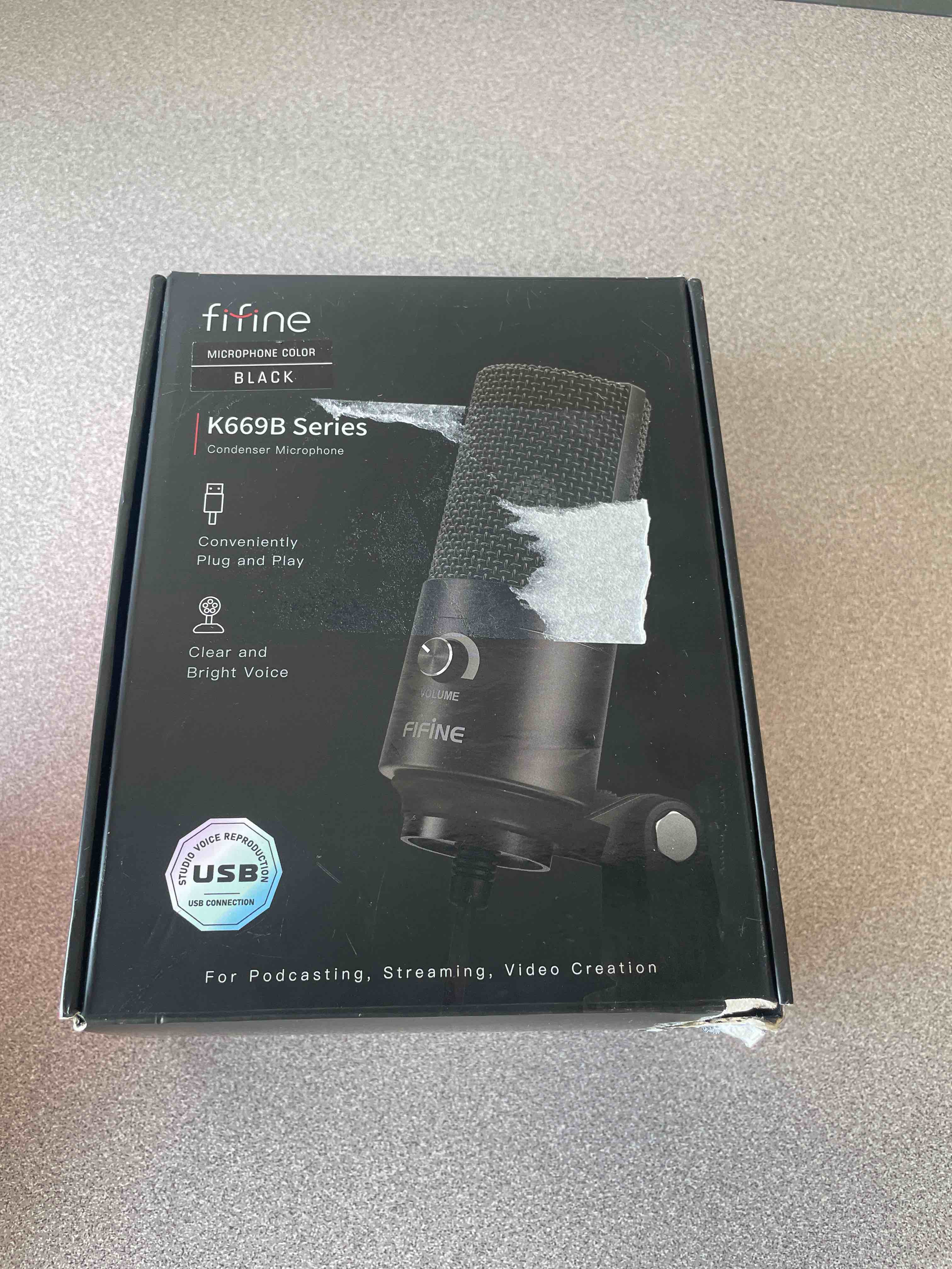 Condition photo showing Good Condition for fifine usb microphone, metal condenser recording microphone for laptop mac or windows cardioid studio recording vocals, voice overs,streaming broadcast and youtube videos-k669b