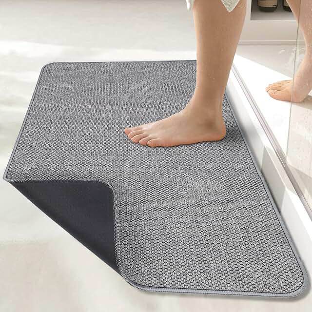 Bathroom Rugs, Bath Mats for Bathroom Non Slip Washable, Quick Dry, Water Absorbing, Fits Under Door, Ultra Thin, Rubber Backing, Low Pile, Cozy Cloth Cotton, Ideal for Shower, Sink-Black-36''x24'' Black 36'' x 24''