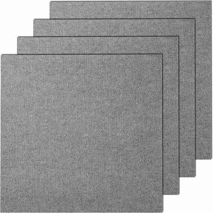 VEVOR 24 x 24 Peel and Stick Carpet Tiles Squares with Self Adhesive & Soft Padded for Indoor Outdoor Kitchen Living Room Bedrooms - Pack of 9/36 sq ft/Light Gray