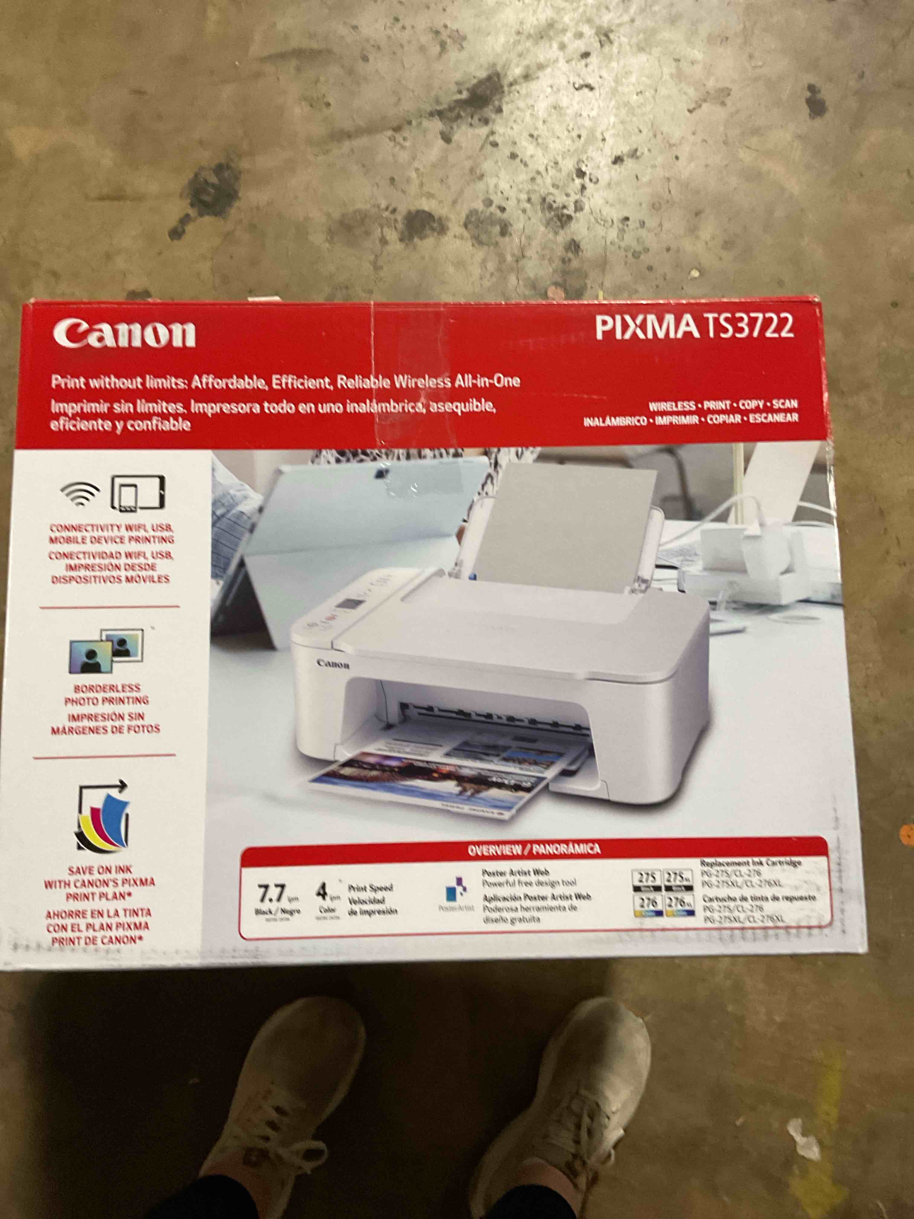 Cannon PIXMA TS3722 Wireless all in one inkjet printer for home office 