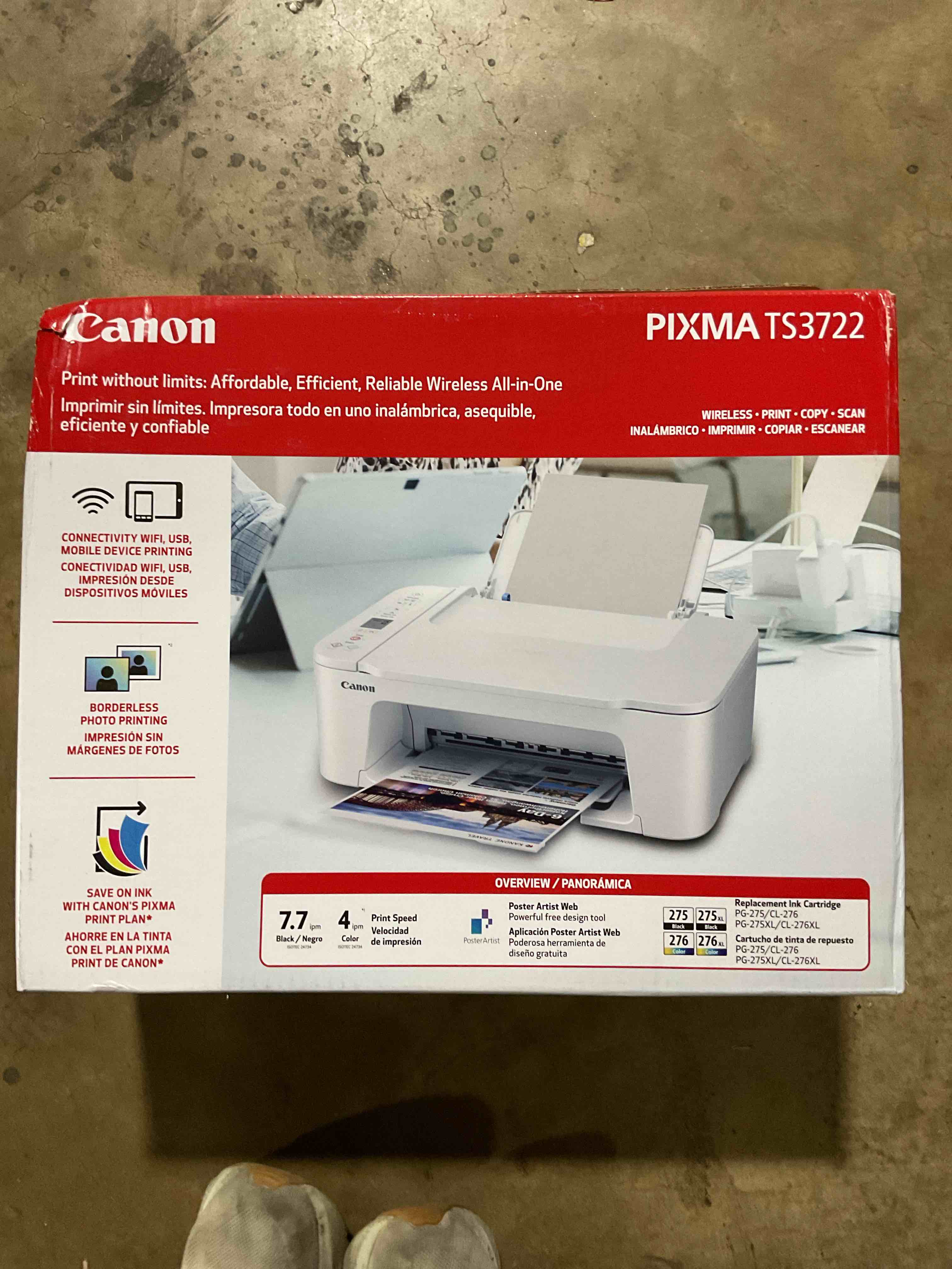 Cannon PIXMA TS3722 wireless all in one inkjet printer 