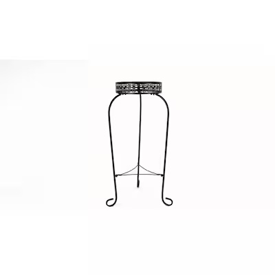allen + roth 27.36-in H x 14.17-in W black Indoor/Outdoor Round Steel Plant Stand 