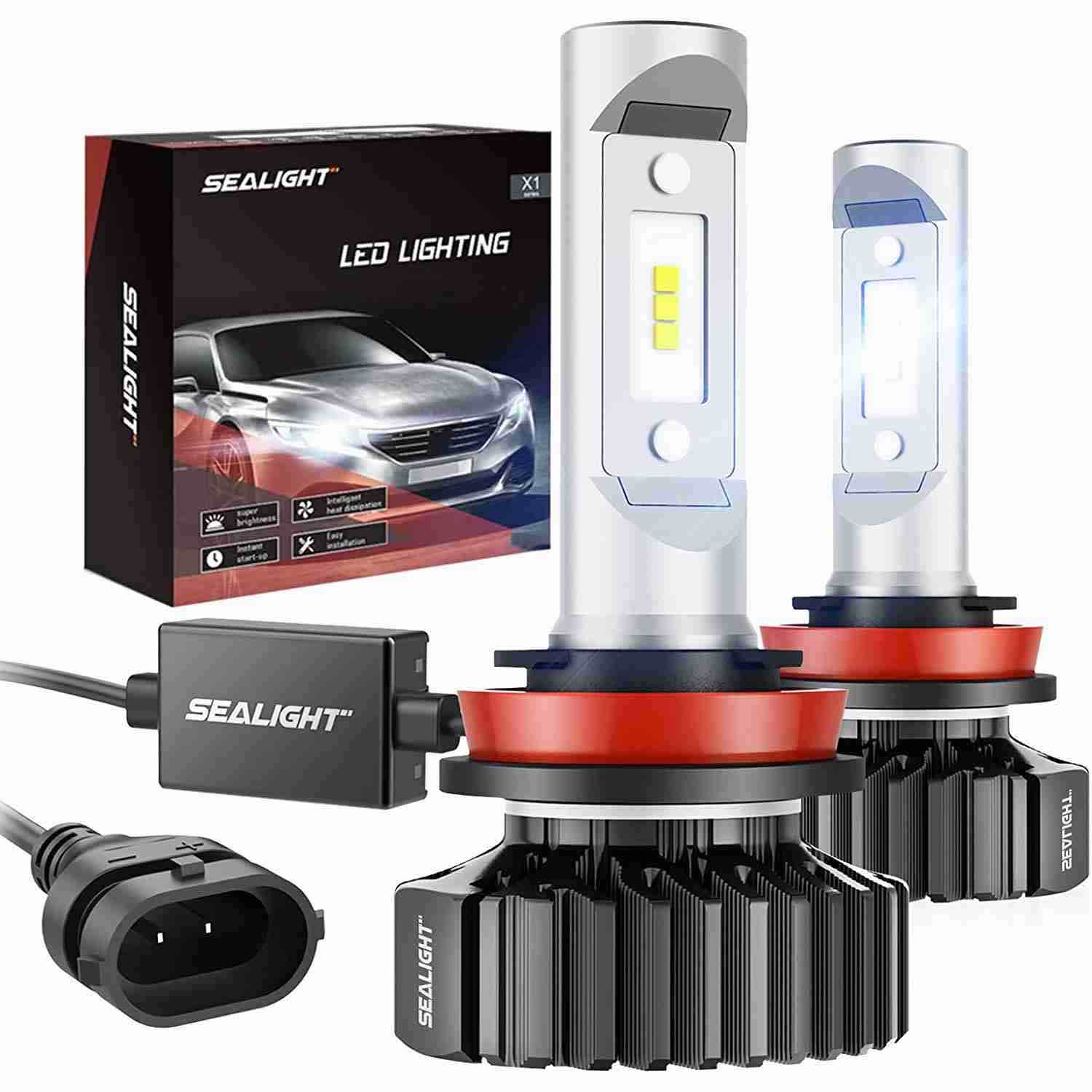 SEALIGHT X1 H11/H9/H8 100W 6000K White IP68 LED Headlight Bulbs 2Pcs