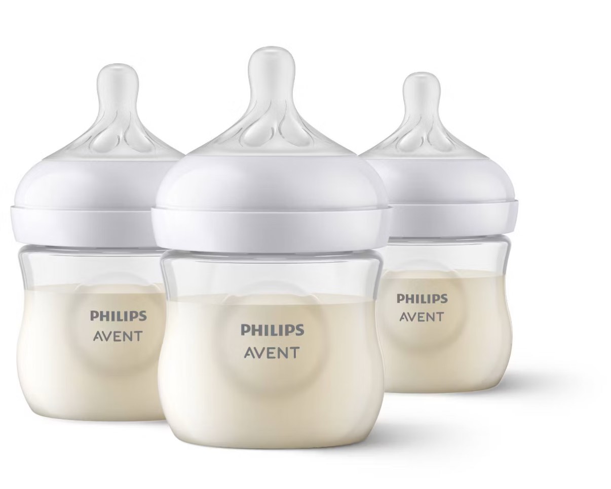 Philips Avent 3pk Natural Baby Bottle with Natural Response Nipple - Clear - 4oz