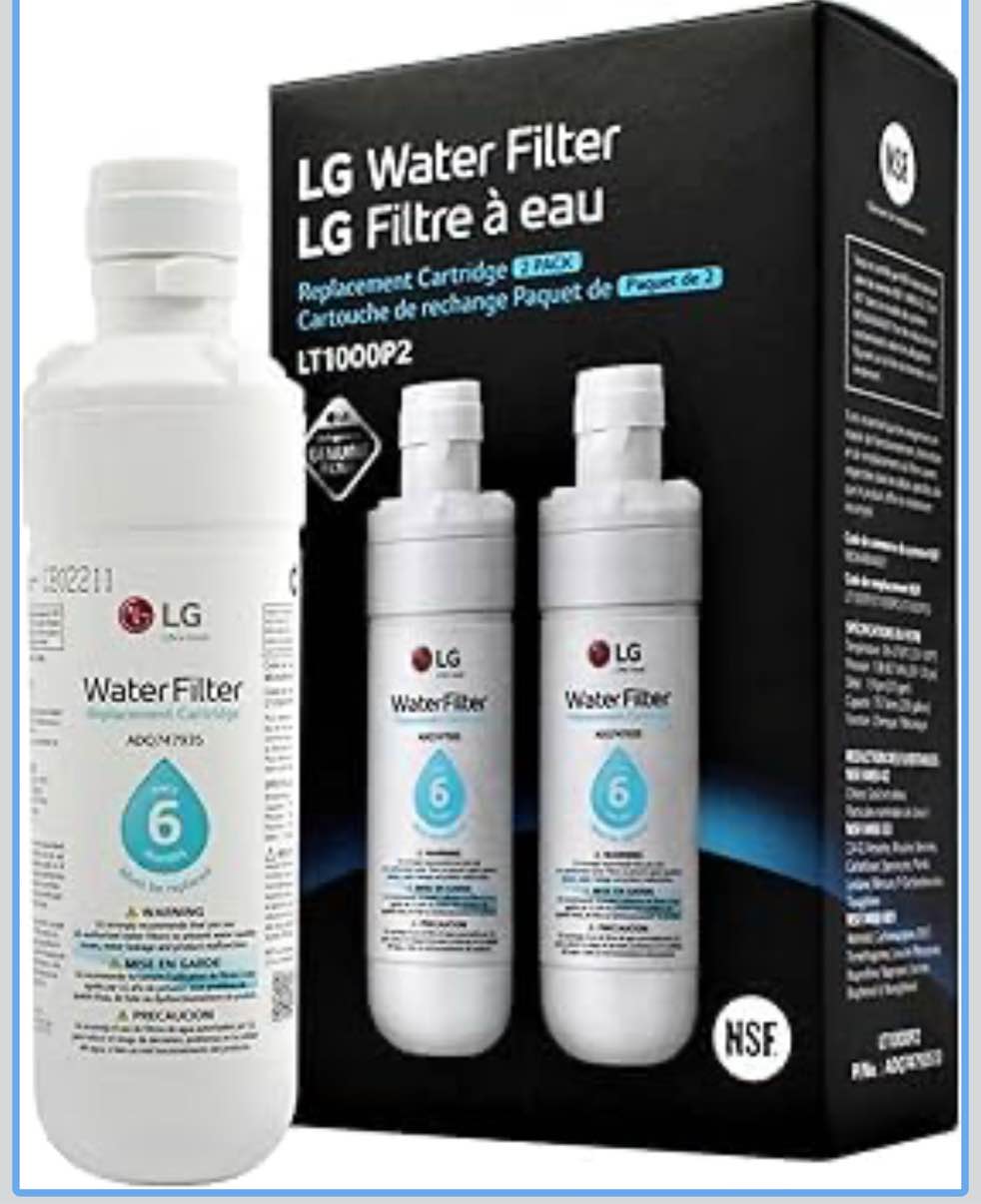 LG LT1000P2 6-Month / 200 Gallon Refrigerator Replacement Water Filter, 2 Count (Pack of 1), White.