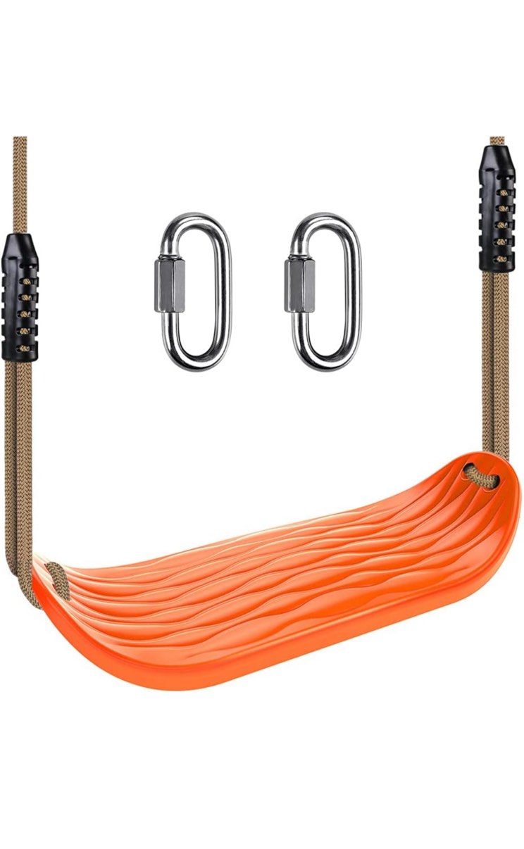 Hand-Knitting Kids Swing, Indoor Outdoor Portable Tree Swing Seat,Adjustable Ropes, with Hanging Strap and Snap Hook for Camping Hiking Backyard Playset and Playroom, Easy Install(Orange)