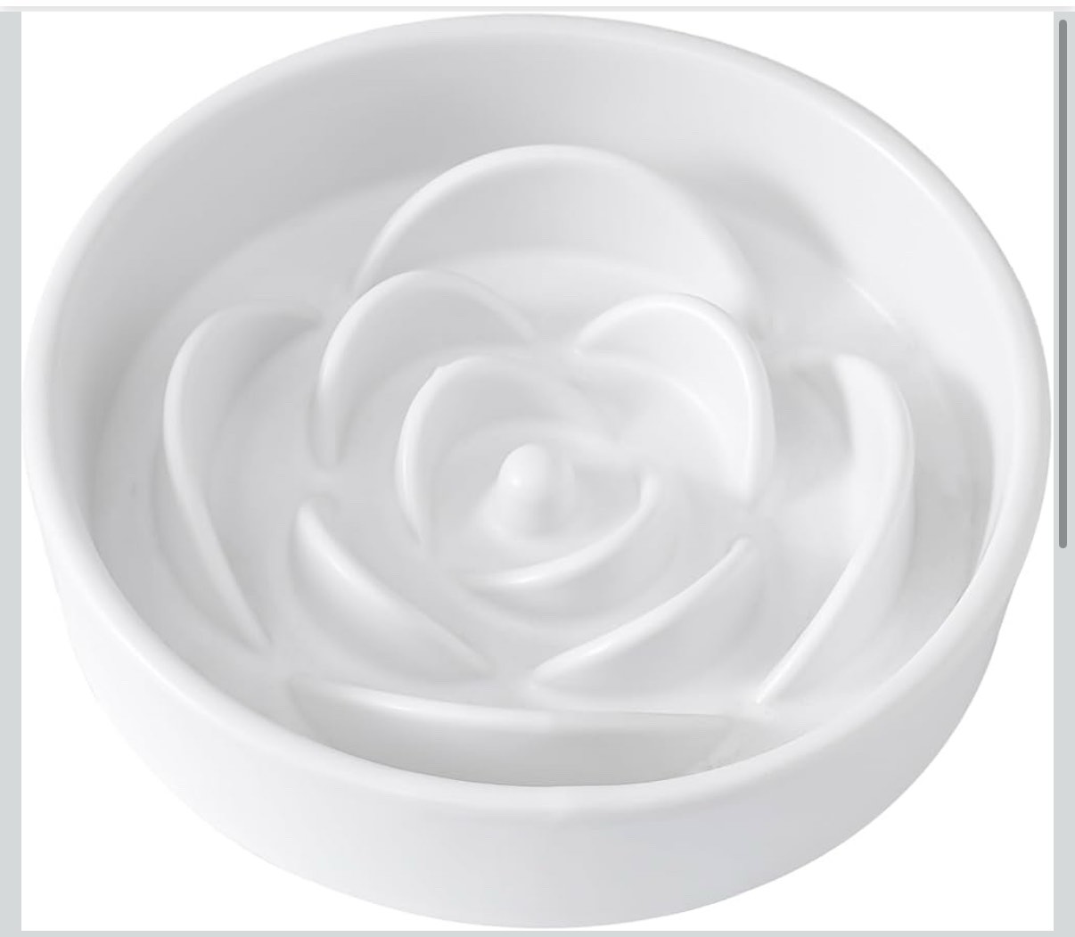 8.25'' Ceramic Slow Feeder Dog Bowls - Petal Shape Modern Dog Food Dish for Medium and Large Breeds, Puzzle Maze Bowl to Slow Down Eating, Anti-Gulping, Dishwasher & Microwave Safe, White 